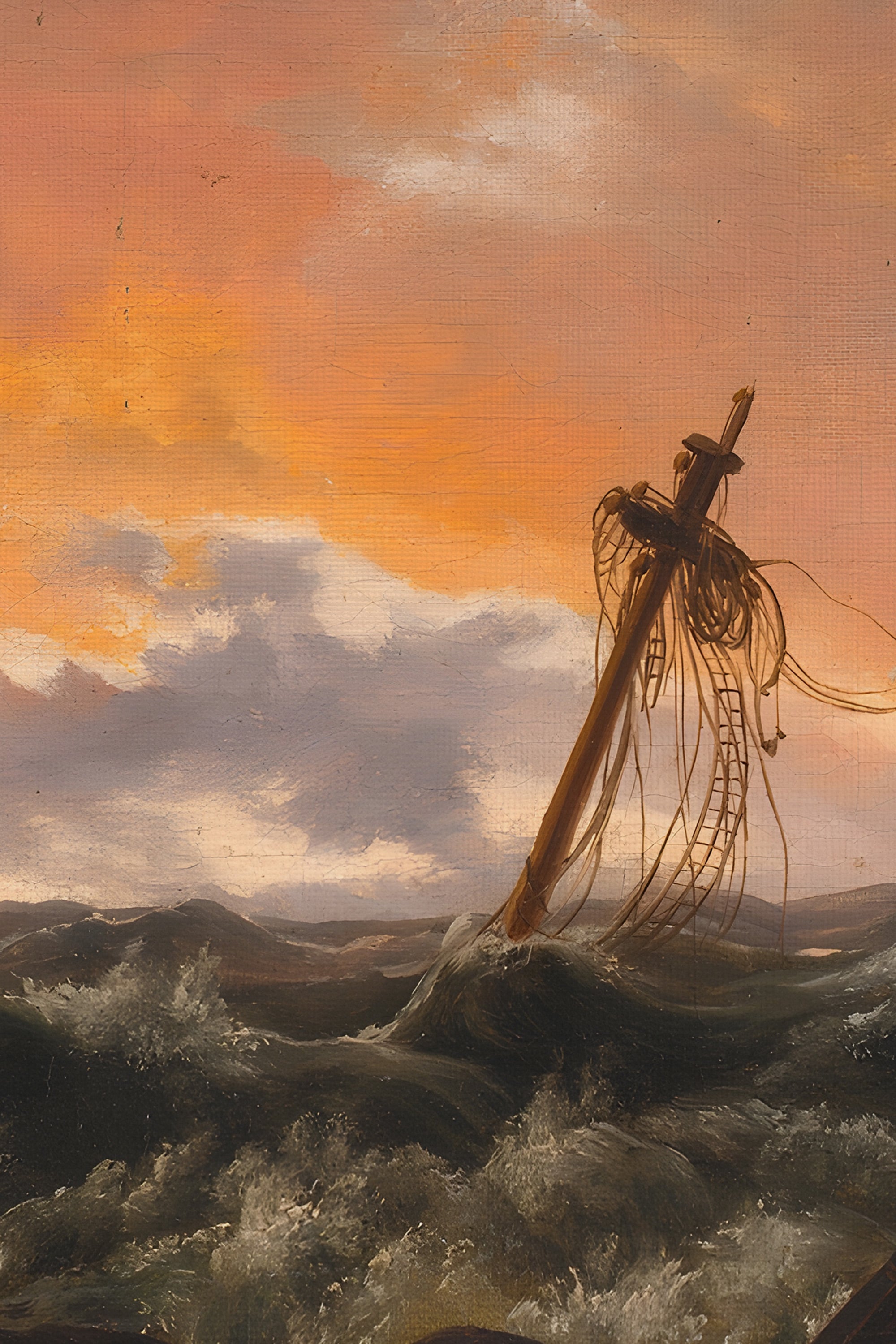 VESTIGE DES FLOTS, Oeuvre sur toile rigide, encadré Vintage Bronze