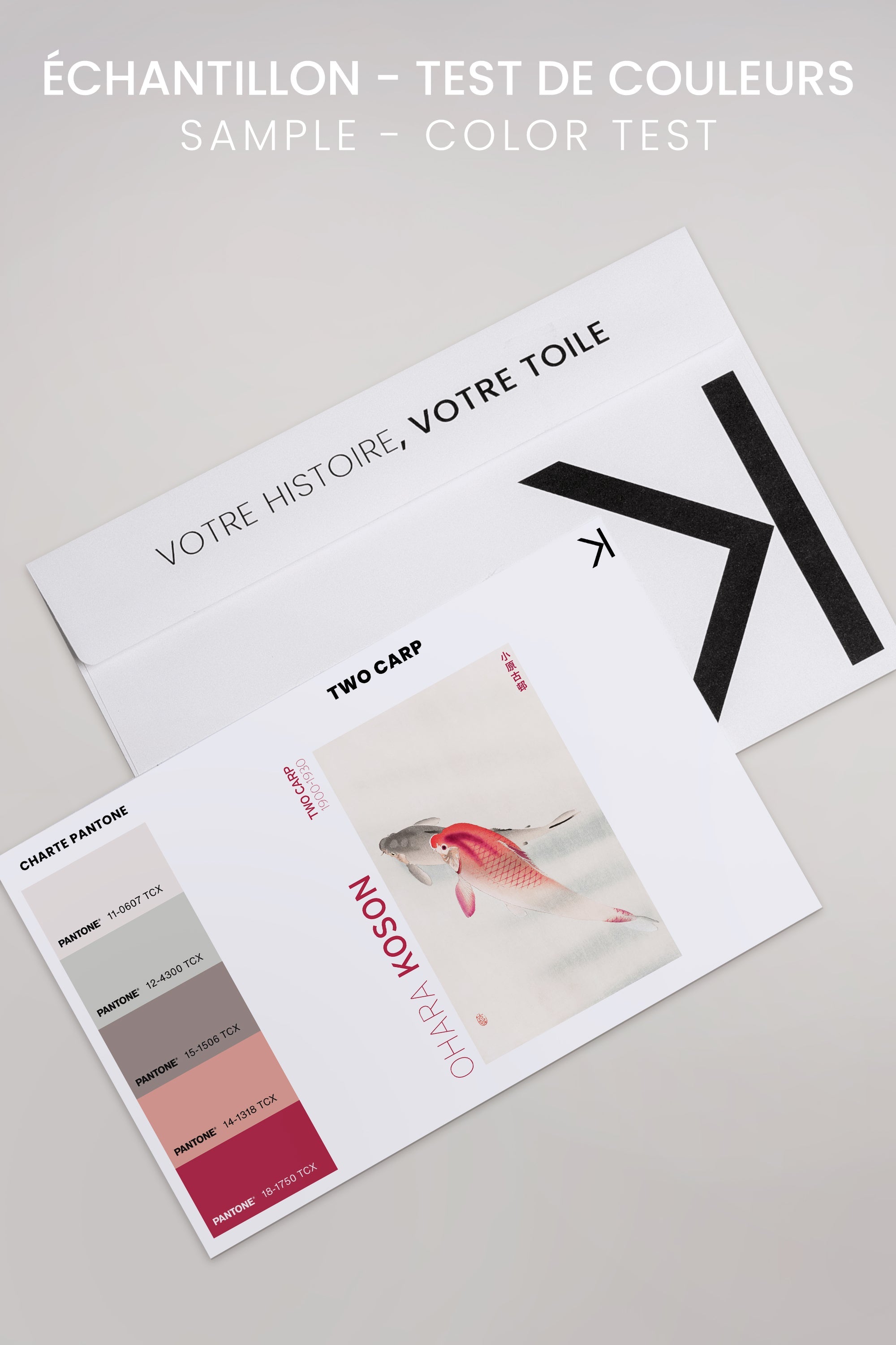 OLEKA CANVAS - TWO CARP, Oeuvre sur toile étirée, encadré Naturel Clair