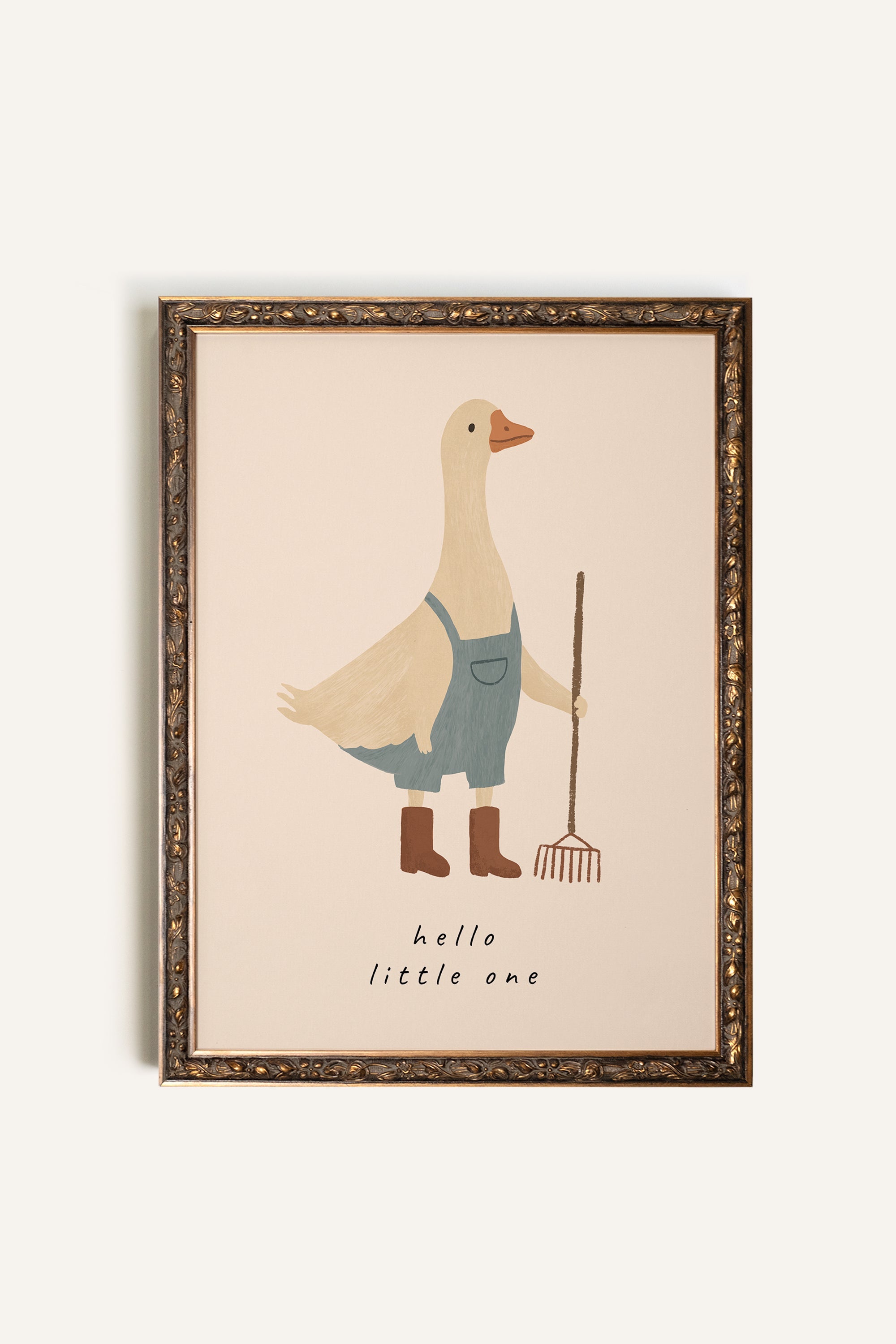 HELLO LITTLE ONE, Artwork on rigid canvas, framed in Vintage Bronze