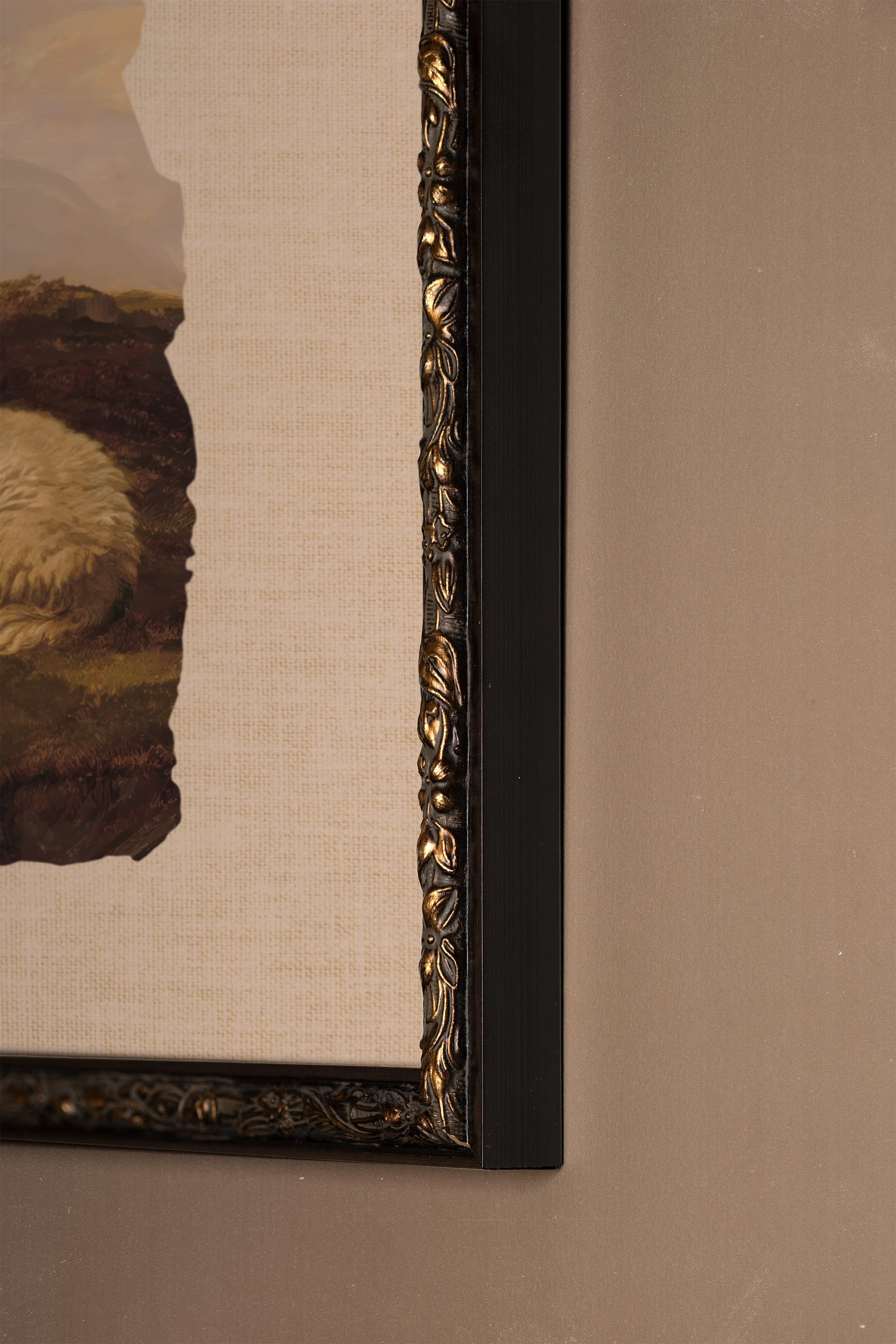 PASTORAL REST, Artwork on stretched canvas, framed Vintage Bronze