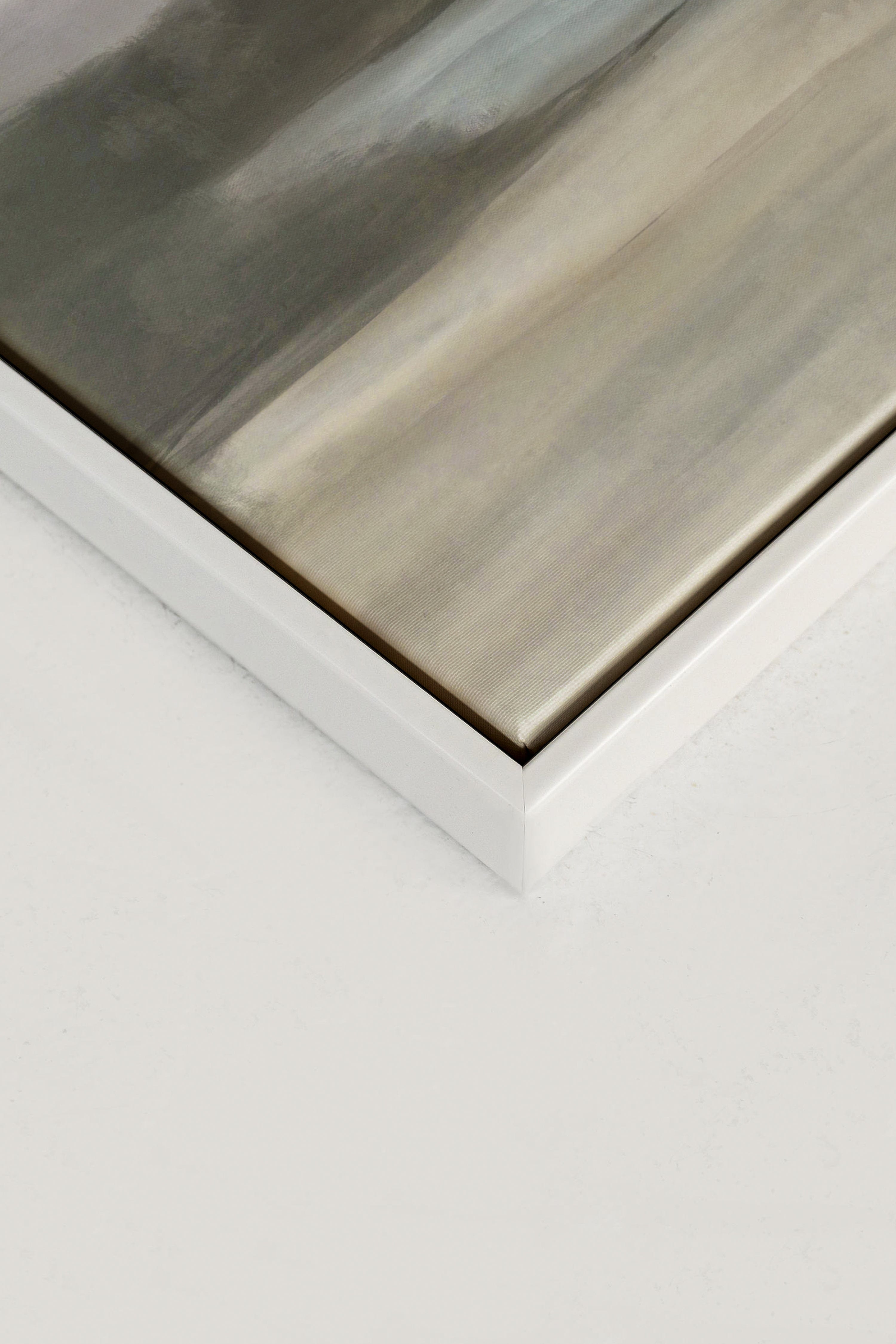 OLEKA CANVAS - CALME SUR LA RIVE, Oeuvre sur toile étirée, encadré Blanc