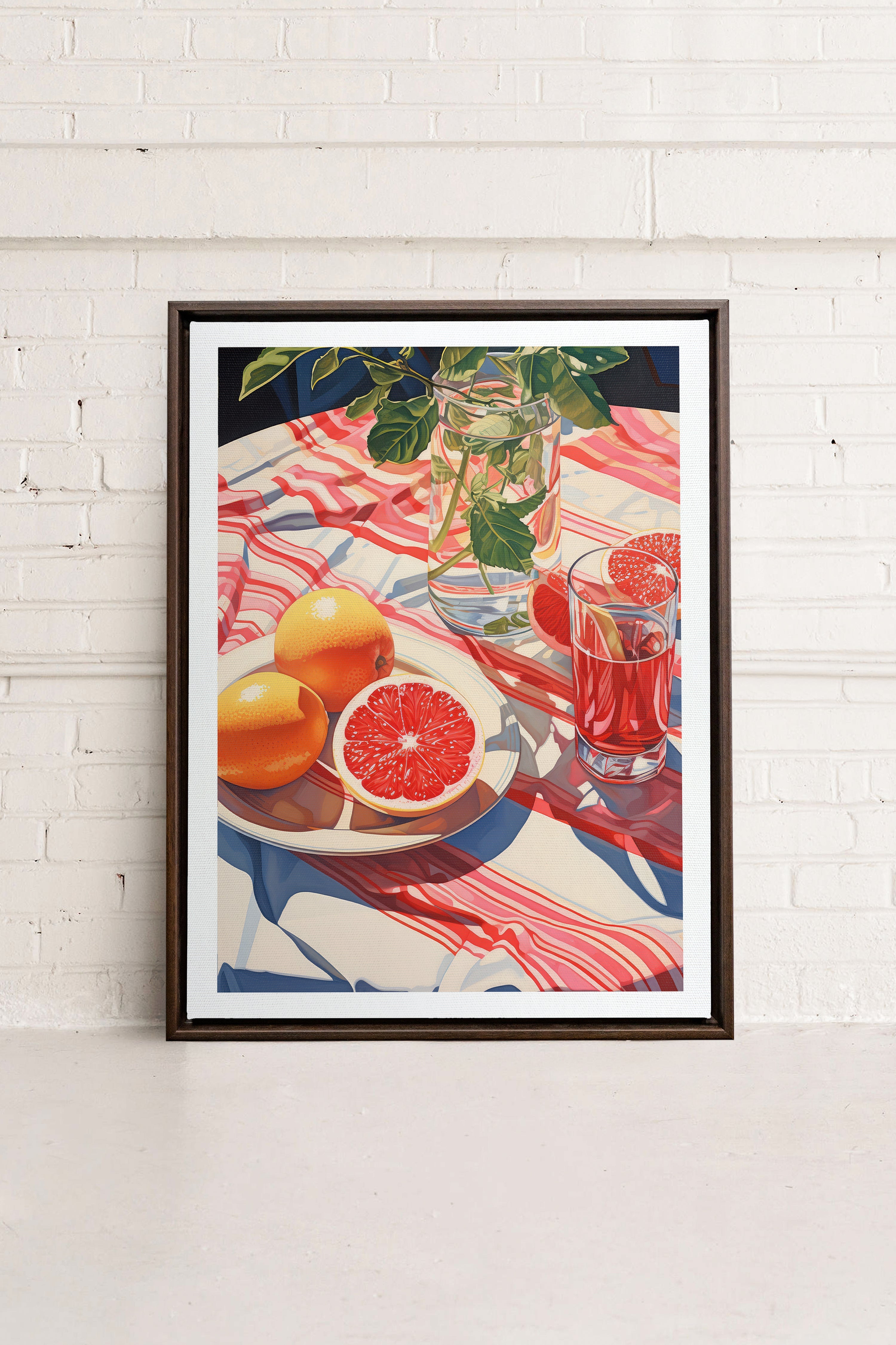 OLEKA CANVAS - PICNIC HAVEN, Oeuvre sur toile étirée, encadré Brun Noyer