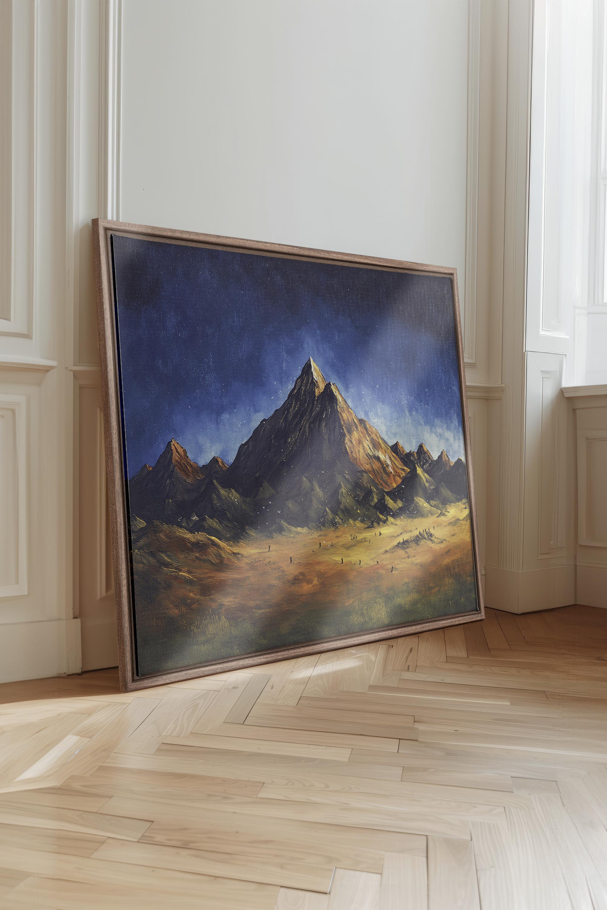OLEKA CANVAS - STARLIT HEIGHTS, Oeuvre sur toile étirée, encadré Brun Chêne