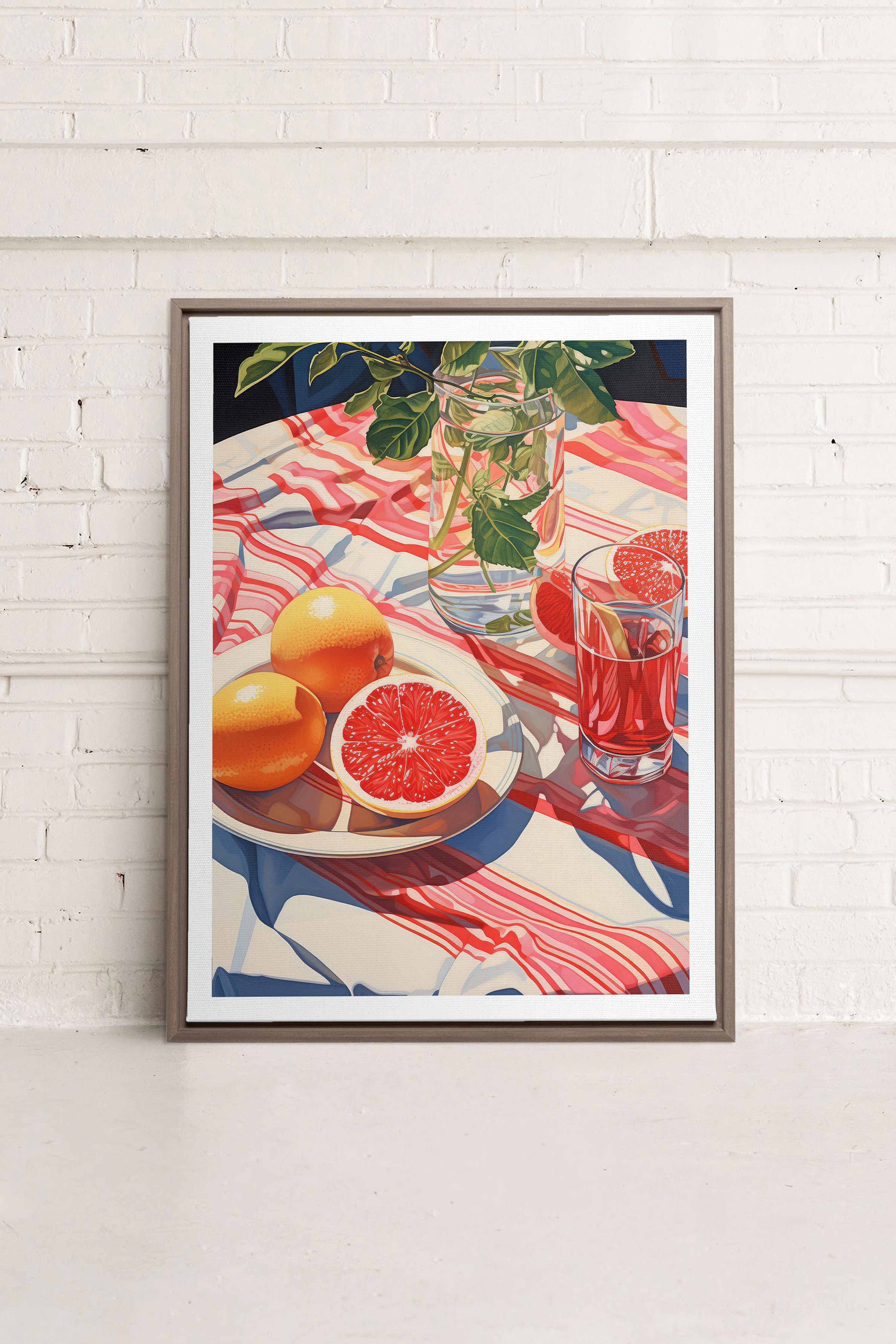 OLEKA CANVAS - PICNIC HAVEN, Oeuvre sur toile étirée, encadré Brun Chêne