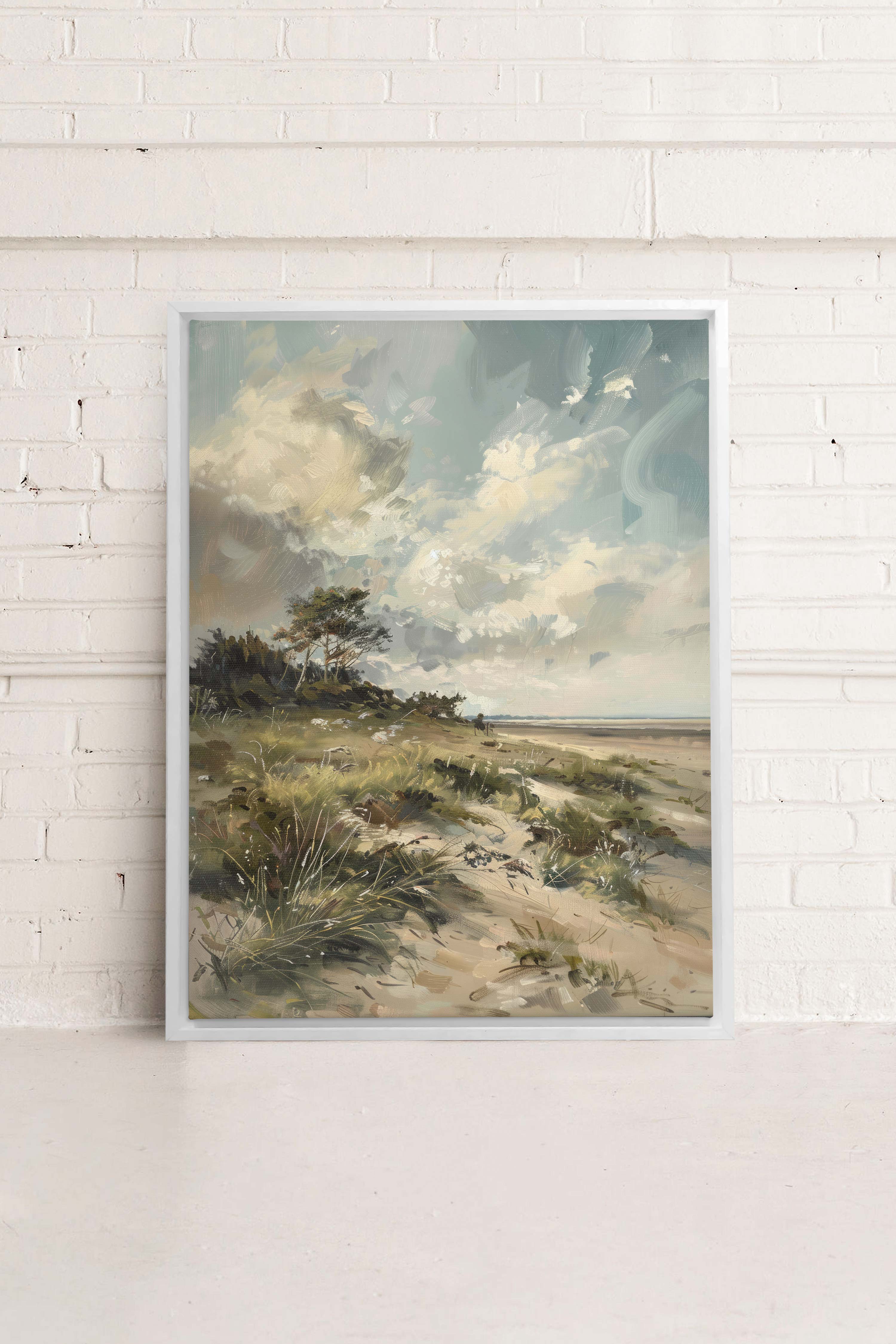 OLEKA CANVAS - LUSH LITTORAL, Oeuvre sur toile étirée, encadré Blanc