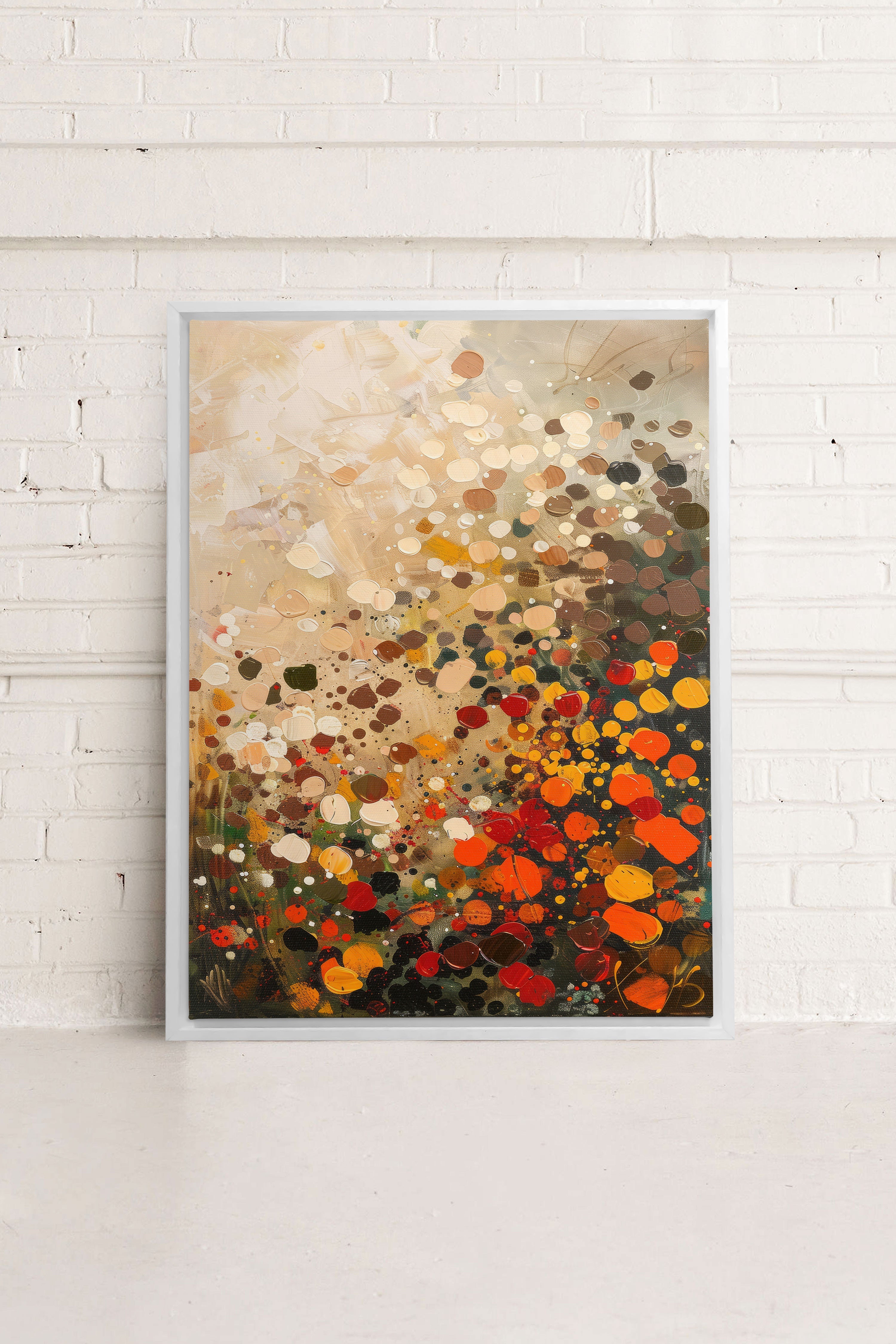OLEKA CANVAS - EARTH & FIRE, Oeuvre sur toile étirée, encadré Blanc