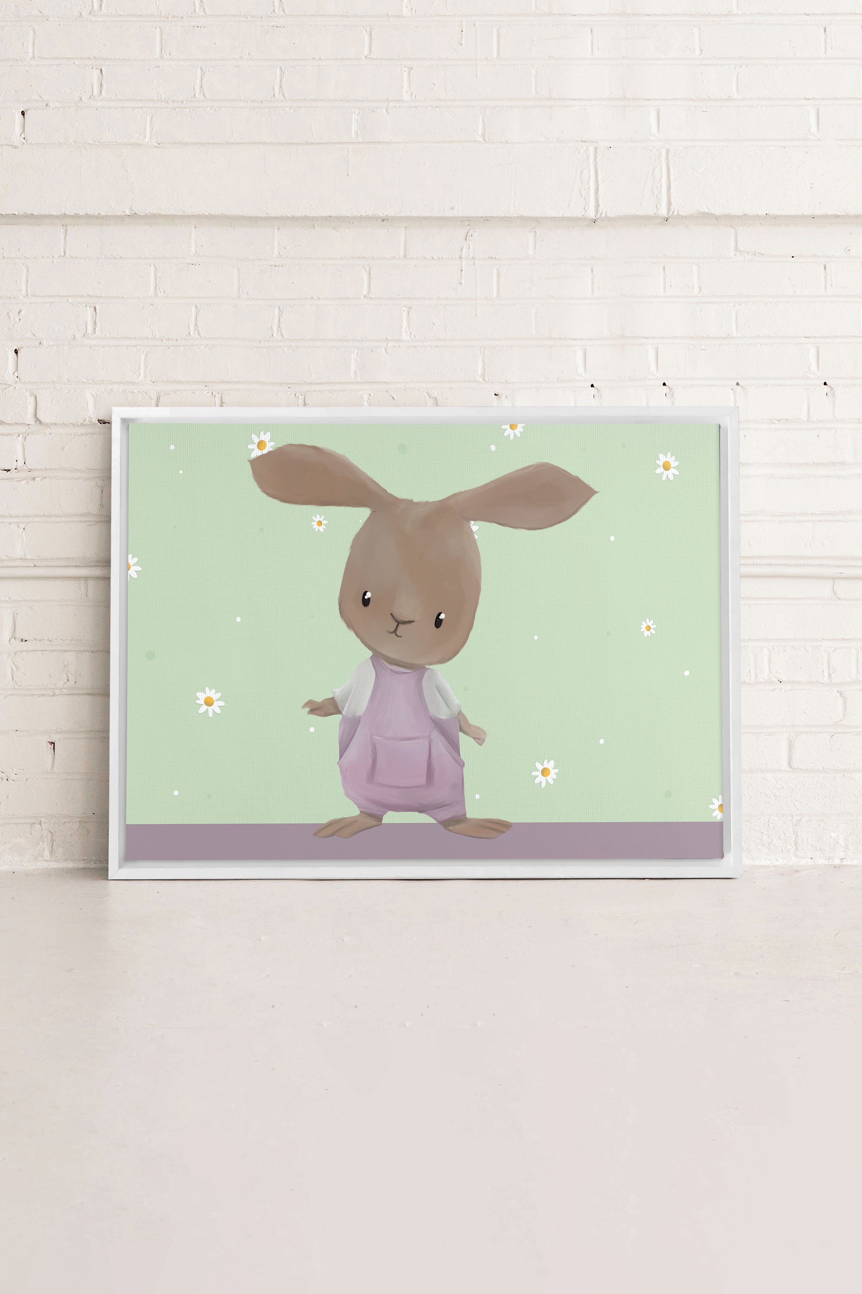 OLEKA CANVAS - LAPIN, Oeuvre sur toile étirée, encadré Blanc