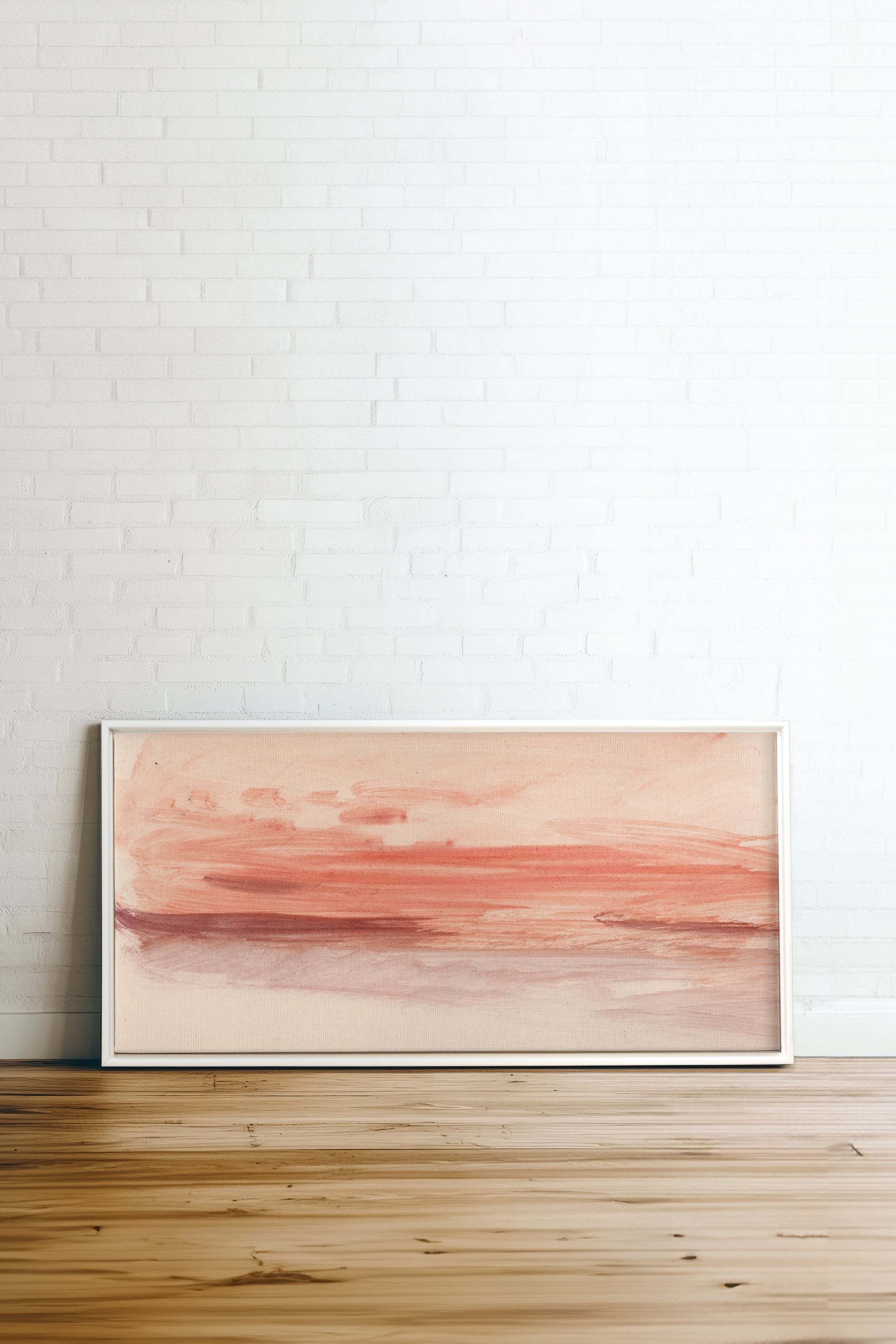 SABLE ROSÉ, Oeuvre sur toile étirée, encadré Blanc