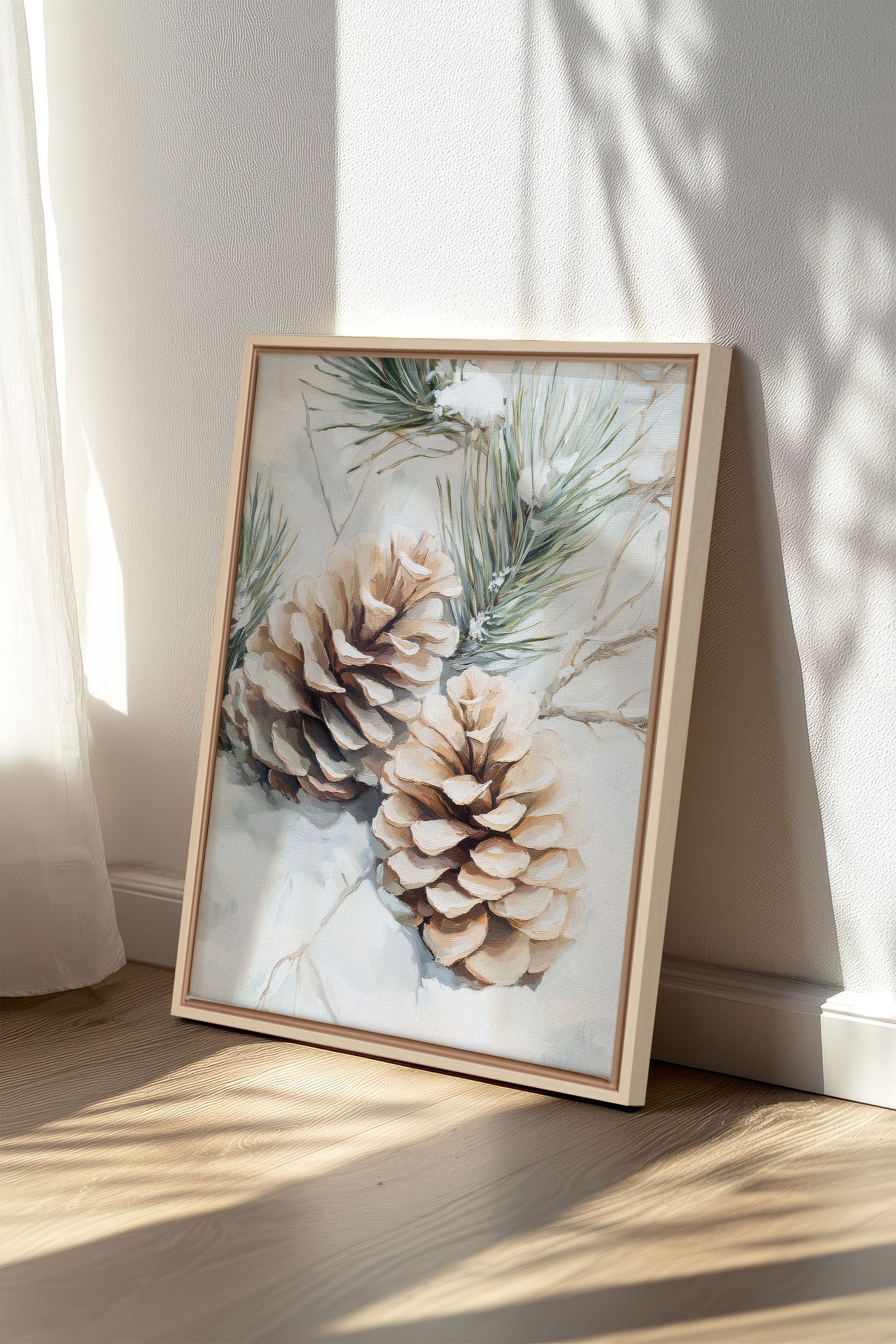 OLEKA CANVAS - ÉCLATS DE GIVRE, Oeuvre sur toile étirée, encadré Naturel Clair