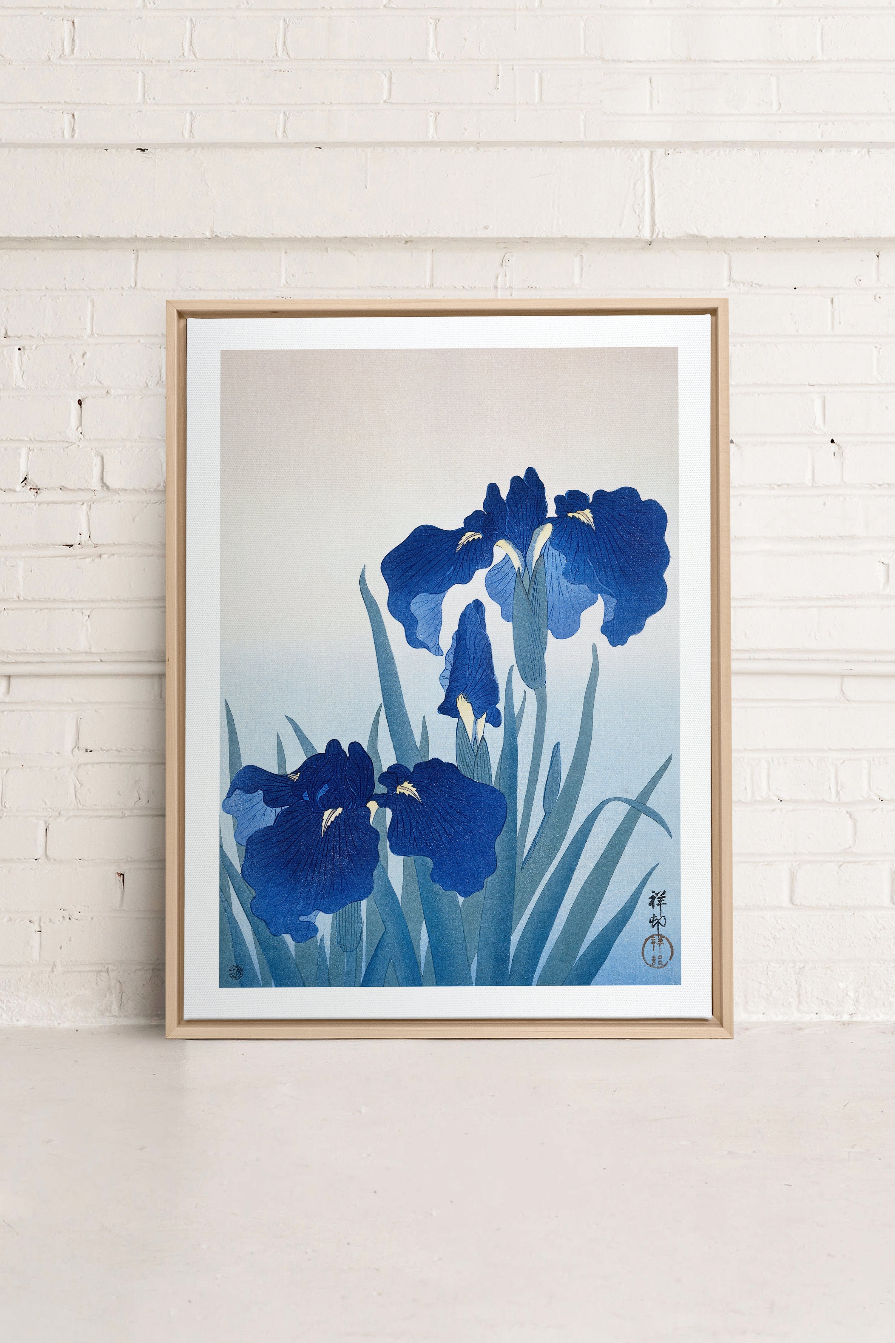 OLEKA CANVAS - IRIS FLOWERS, Oeuvre sur toile étirée, encadré Naturel Clair