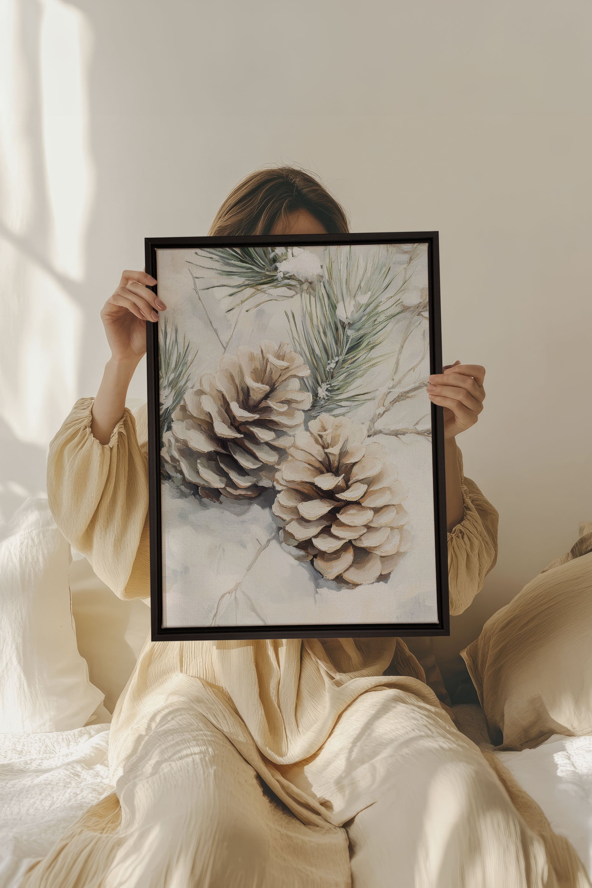 OLEKA CANVAS - ÉCLATS DE GIVRE, Oeuvre sur toile étirée, encadré Noir