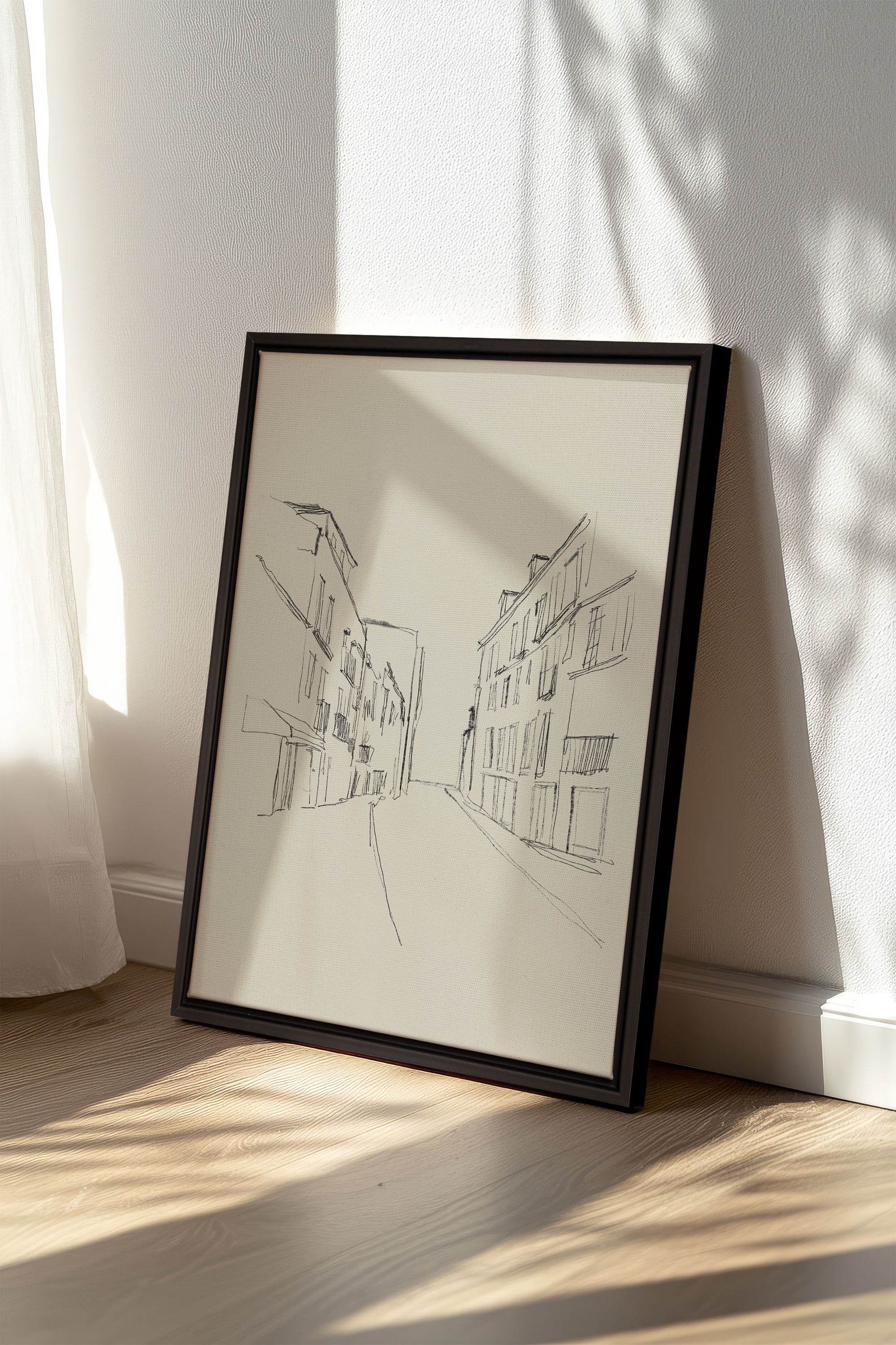 OLEKA CANVAS - ESQUISSE URBAINE, Oeuvre sur toile étirée, encadré Noir