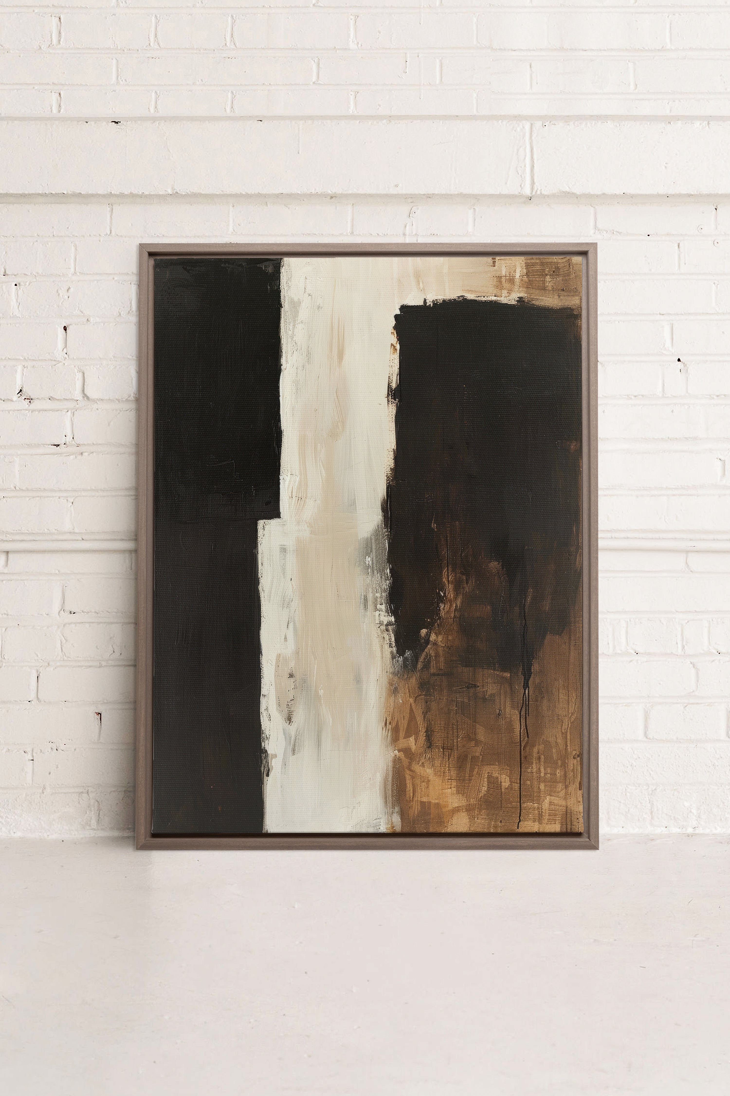 OLEKA CANVAS - INK METAPHOR I, Oeuvre sur toile étirée, encadré Brun Chêne