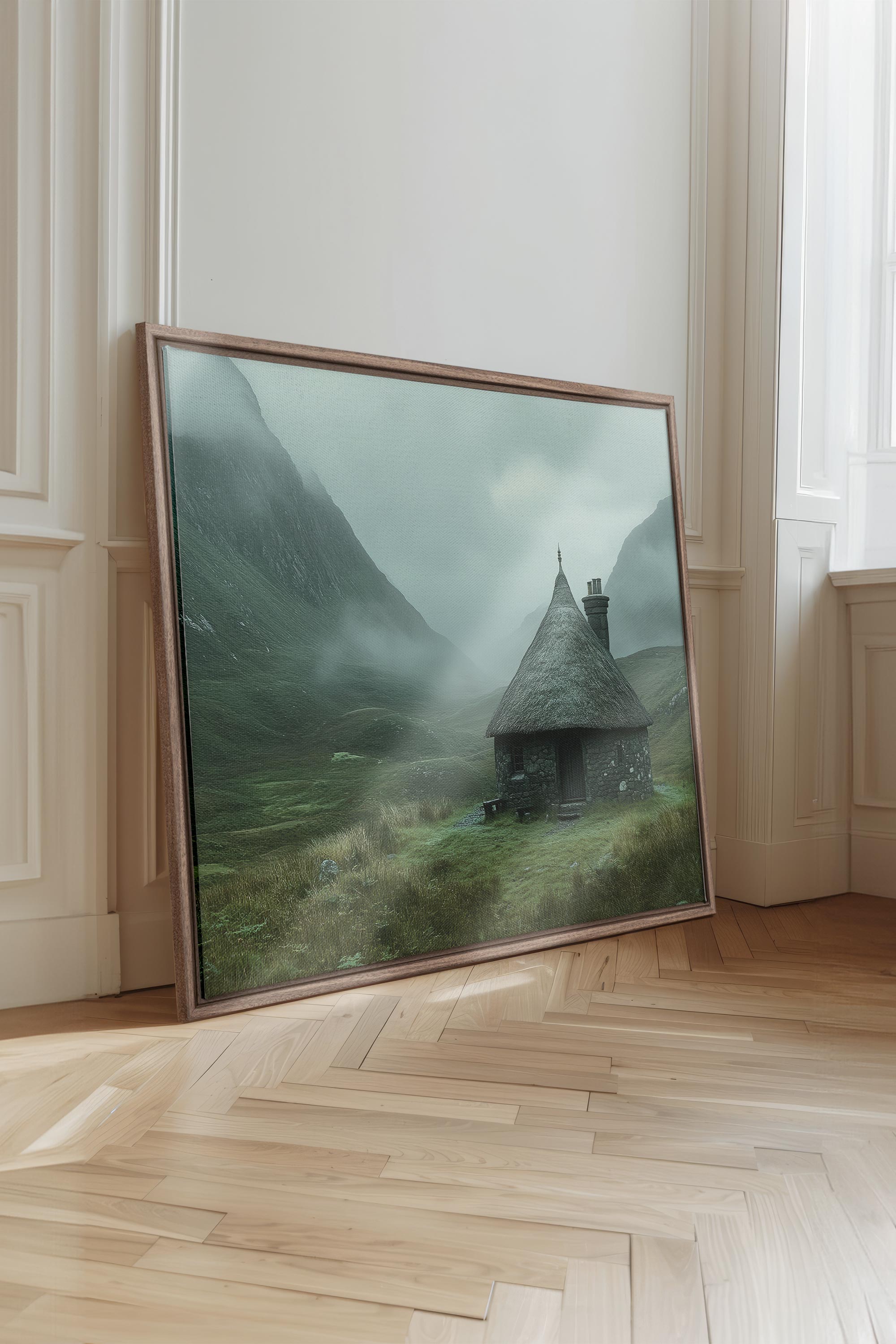 OLEKA CANVAS - REFUGE DU GARDIEN, Oeuvre sur toile étirée, encadré Brun Chêne