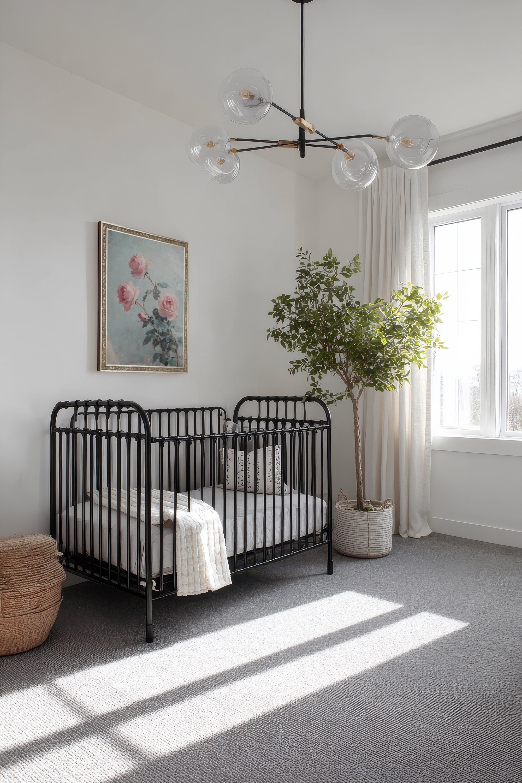 ROSES POUDRÉES, Artwork on rigid canvas, framed Vintage Silver