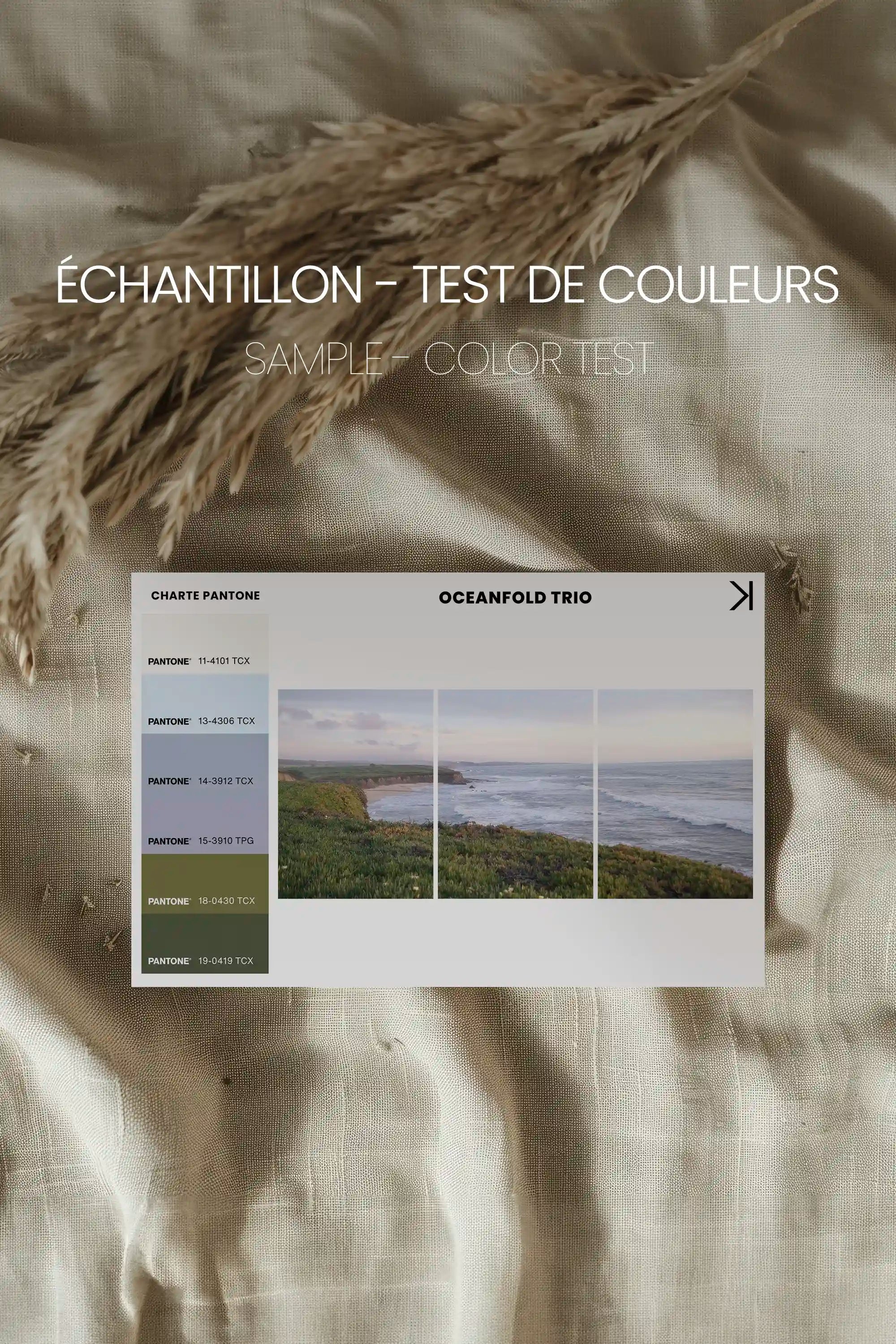 OCEANFOLD TRIO, 3 Oeuvres sur toile étirée, encadré Brun Noyer