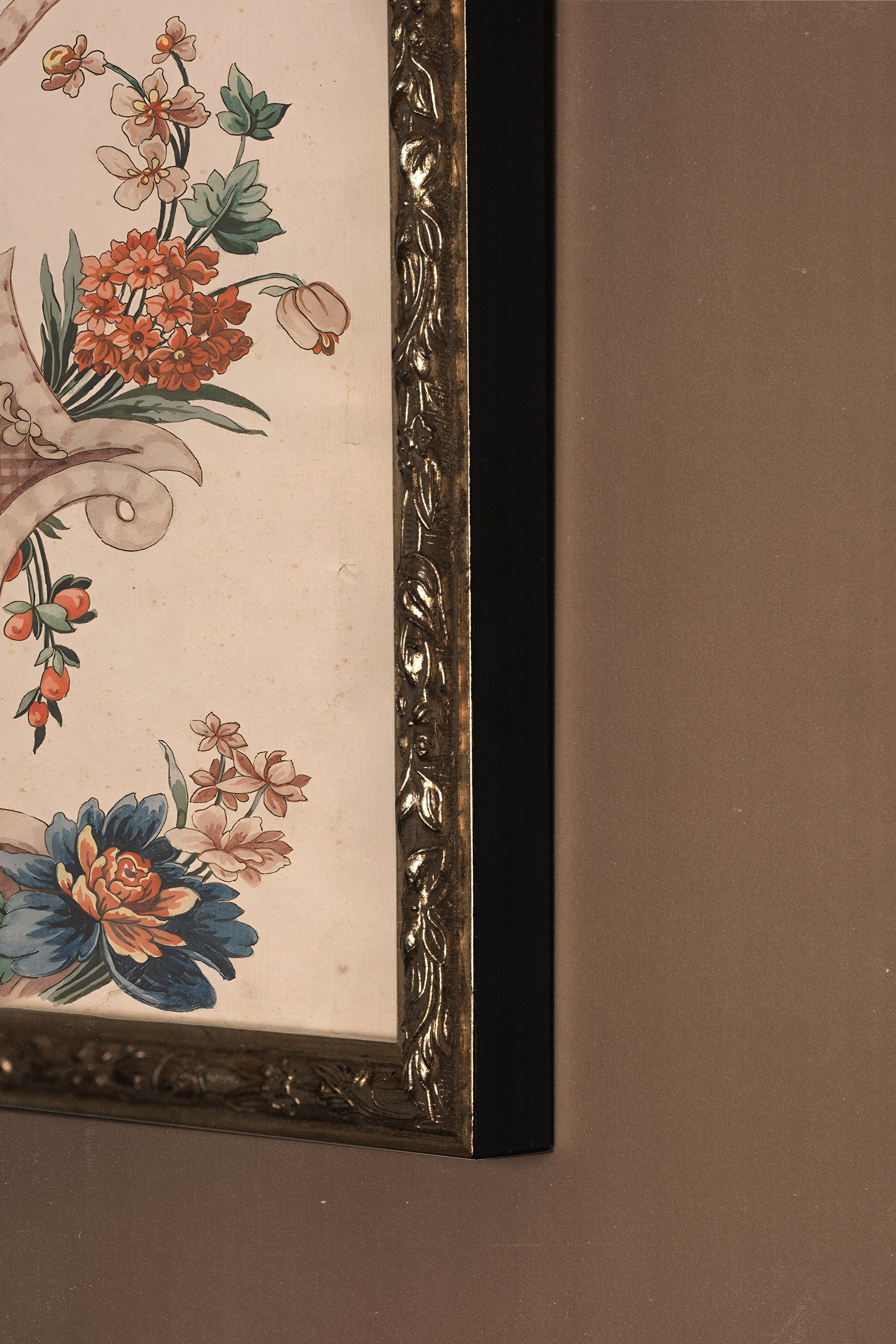 SYMPHONIE BOTANIQUE, Artwork on rigid canvas, framed Vintage Silver