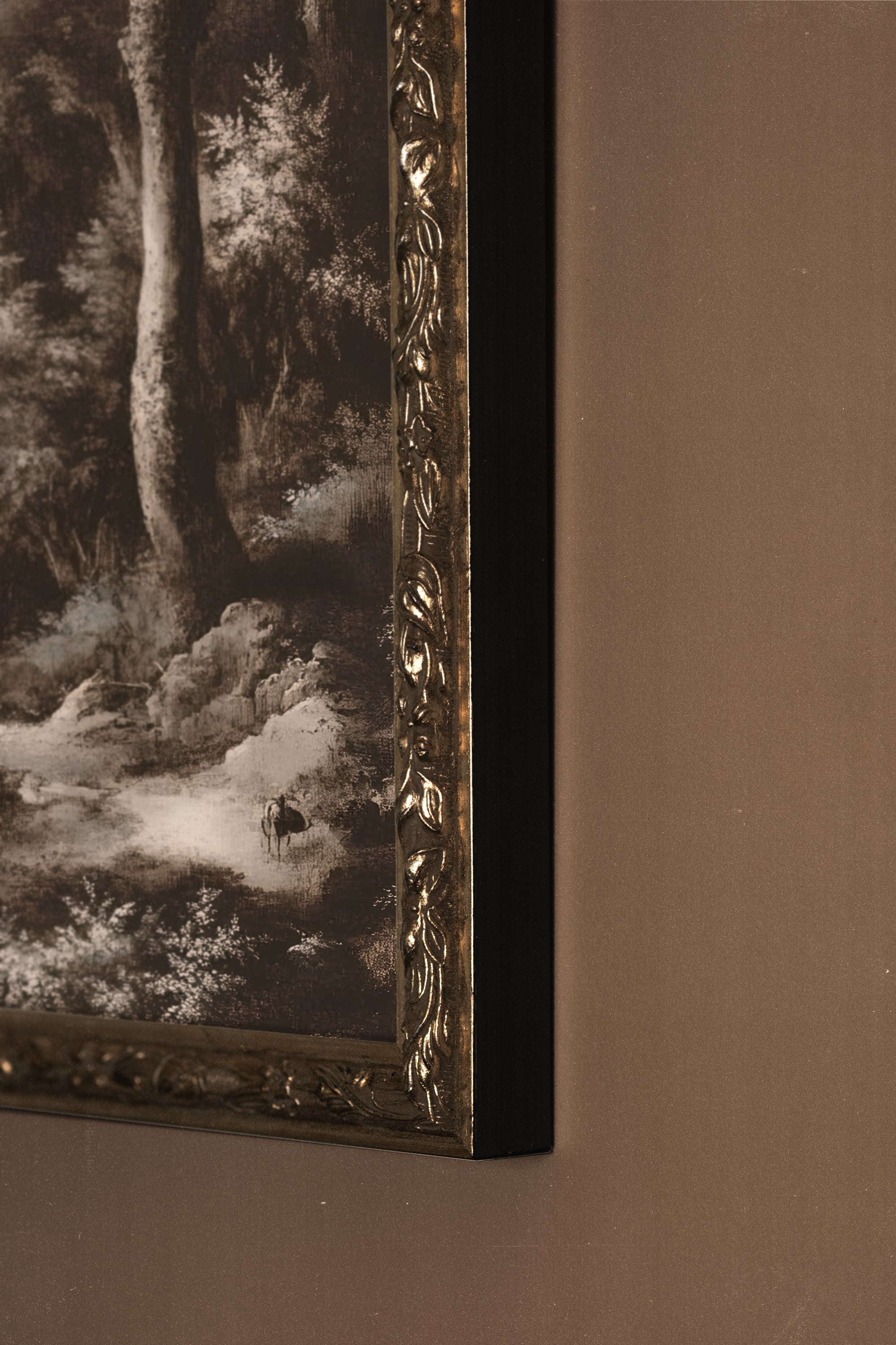 FORÊT OUBLIÉE, Artwork on rigid canvas, framed Vintage Silver