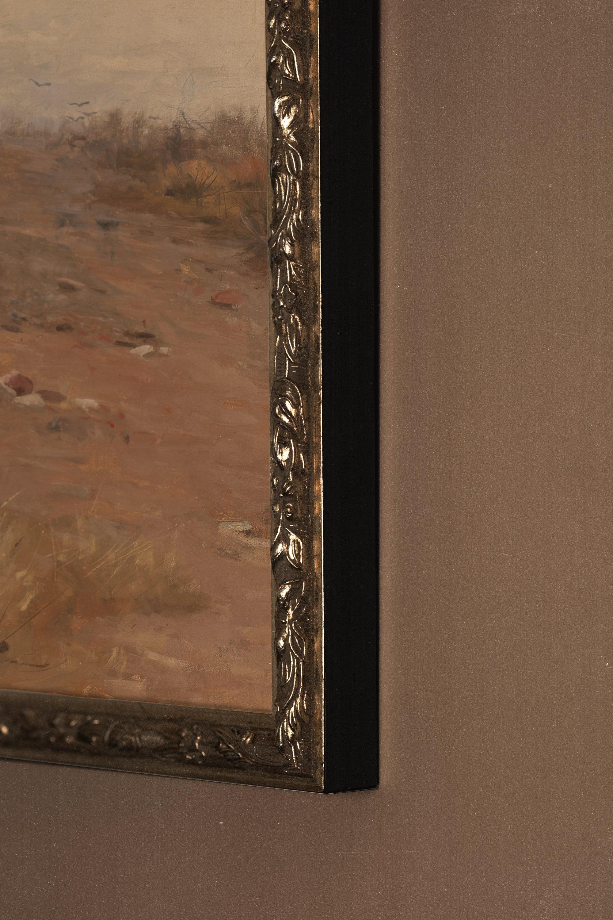 SAISON ÉTEINTE, Artwork on stretched canvas, framed Vintage Silver