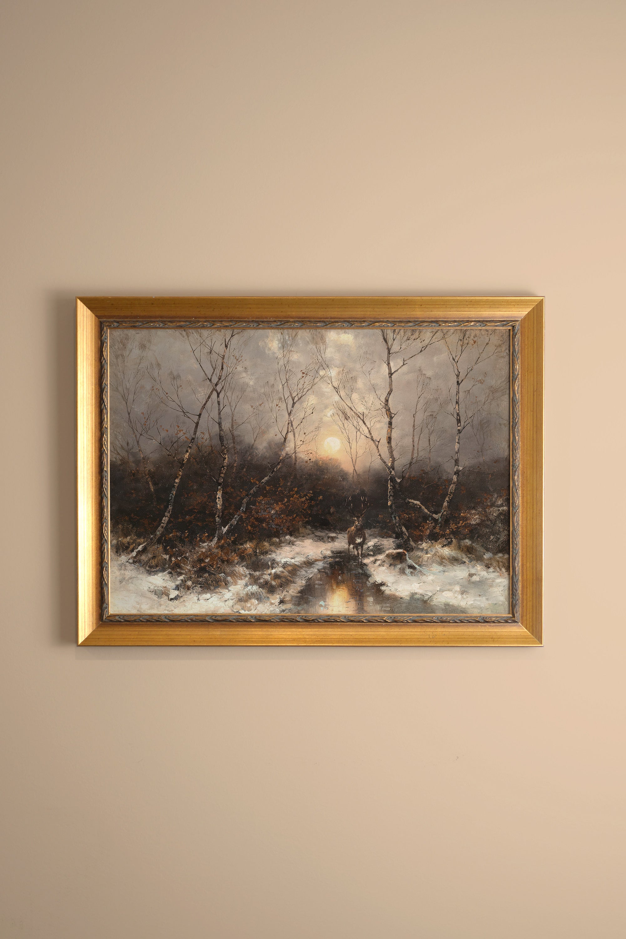 ROYAUME DU GIVRE, Artwork on canvas, framed Vintage Gold