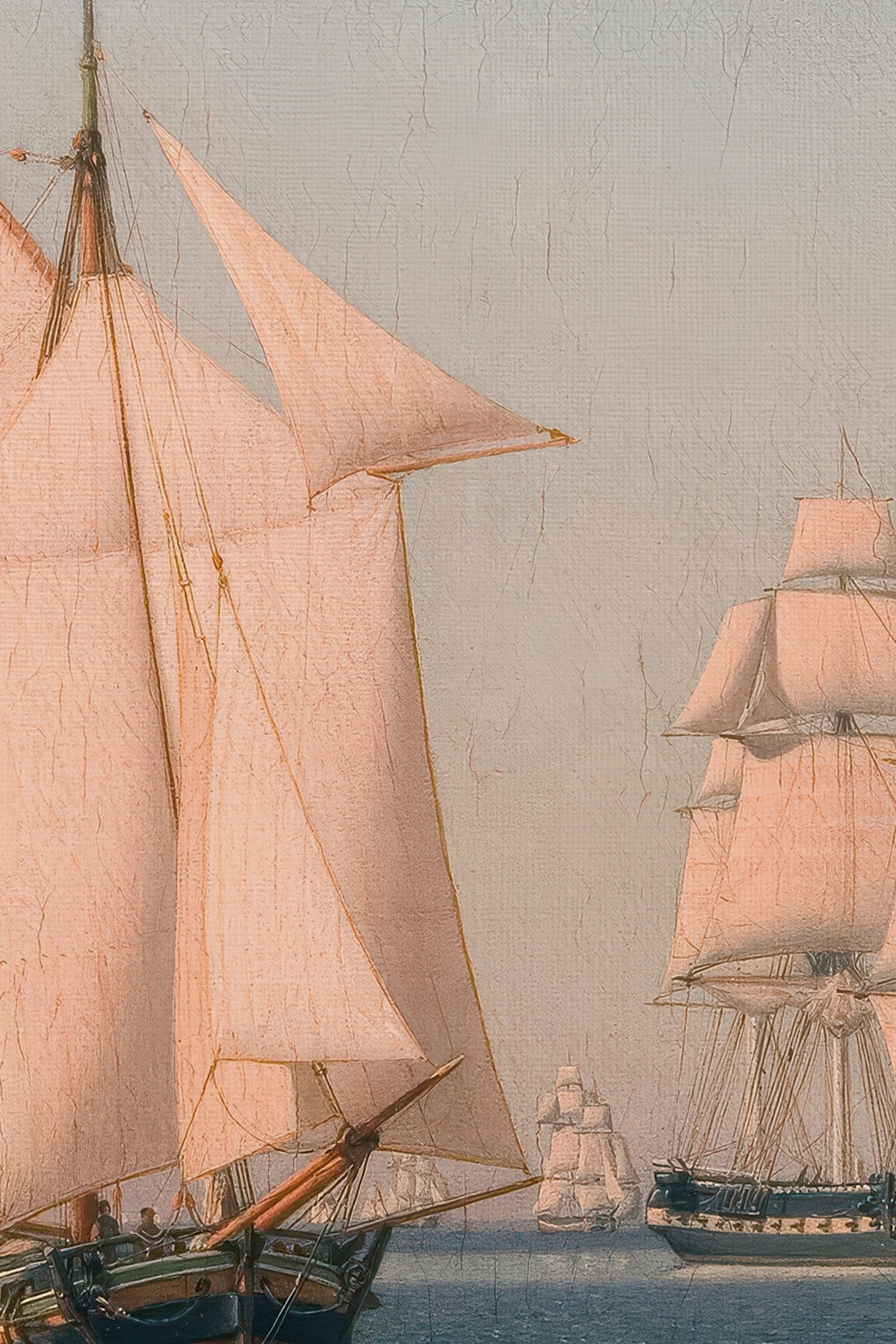 LA PROMESSE DES FLOTS, Oeuvre sur toile rigide, encadré Vintage Argent