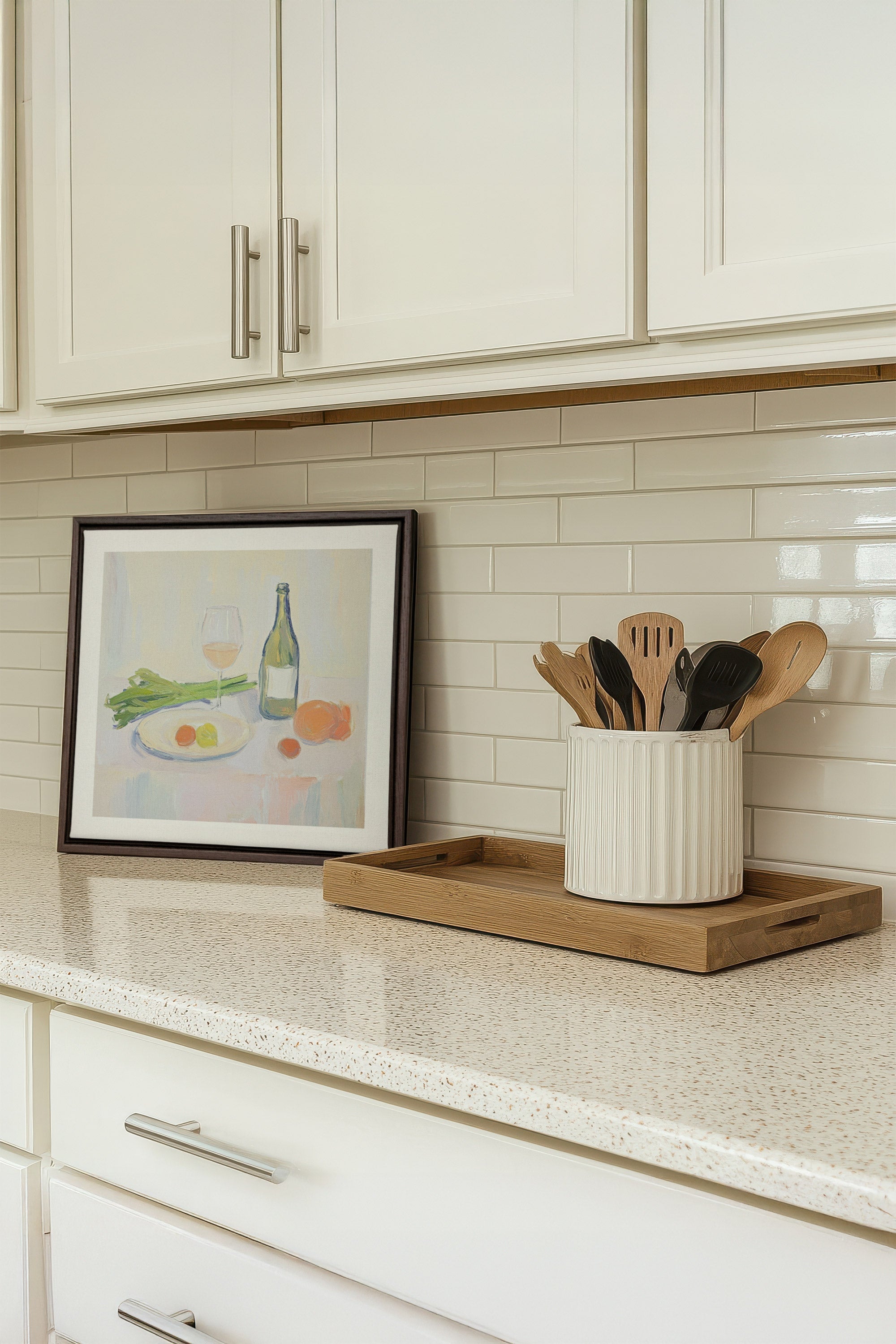 OLEKA CANVAS - PALETTE GOURMANDE, Oeuvre sur toile étirée, encadré Brun Noyer