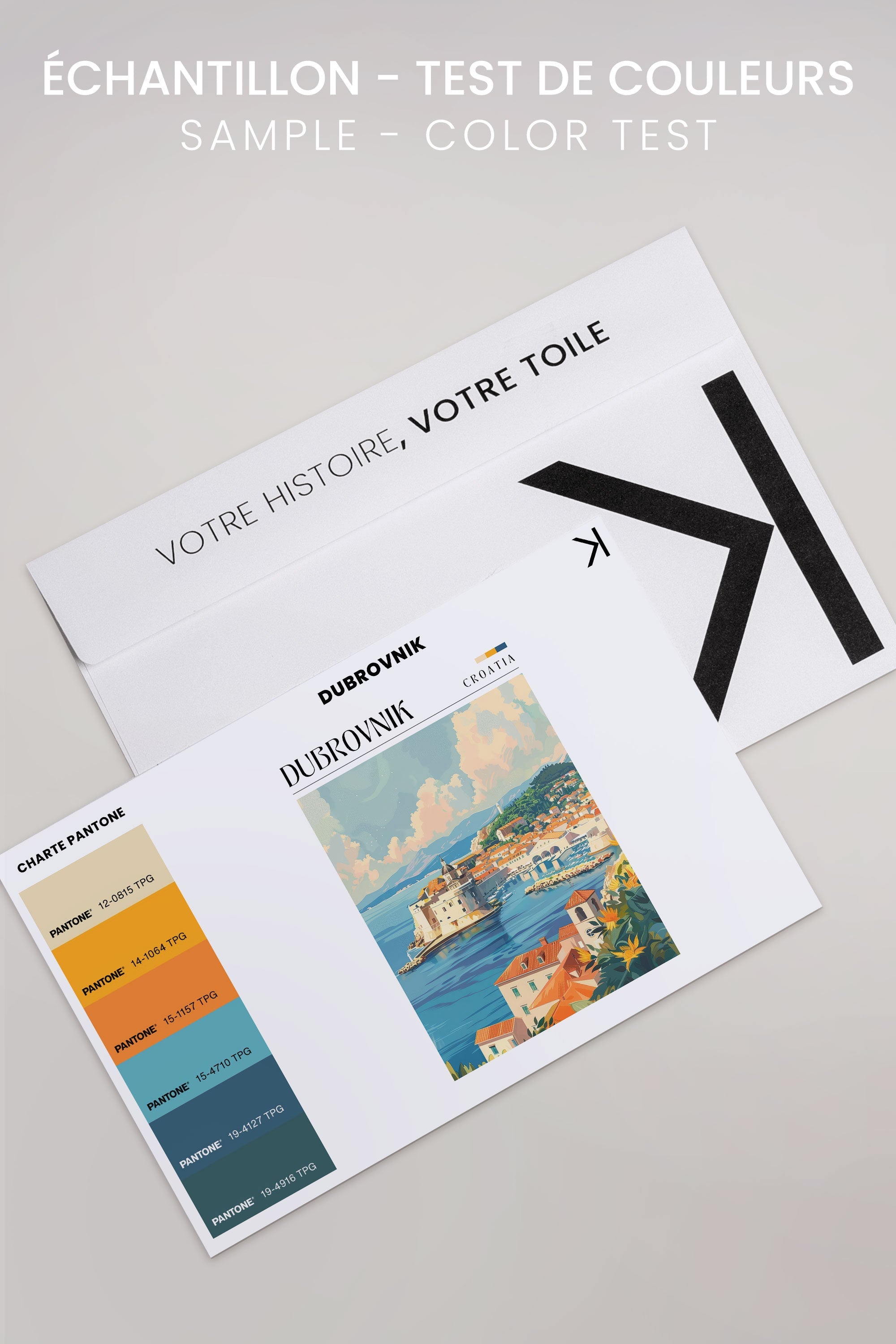 OLEKA CANVAS - Dubrovnik, Oeuvre sur toile étirée, encadré Brun Noyer