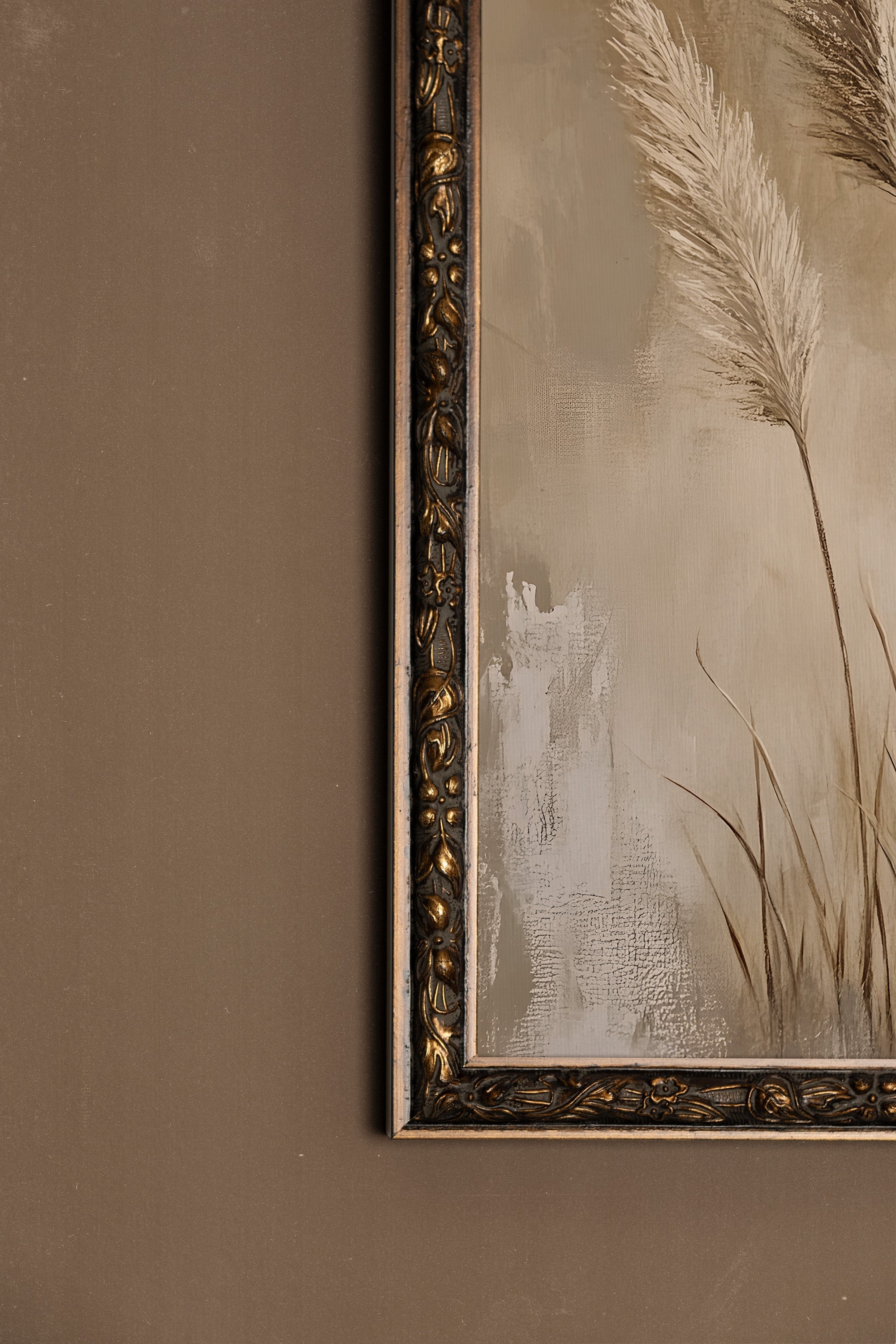 NUANCES DE LIN, Artwork on rigid canvas, framed in Vintage Bronze