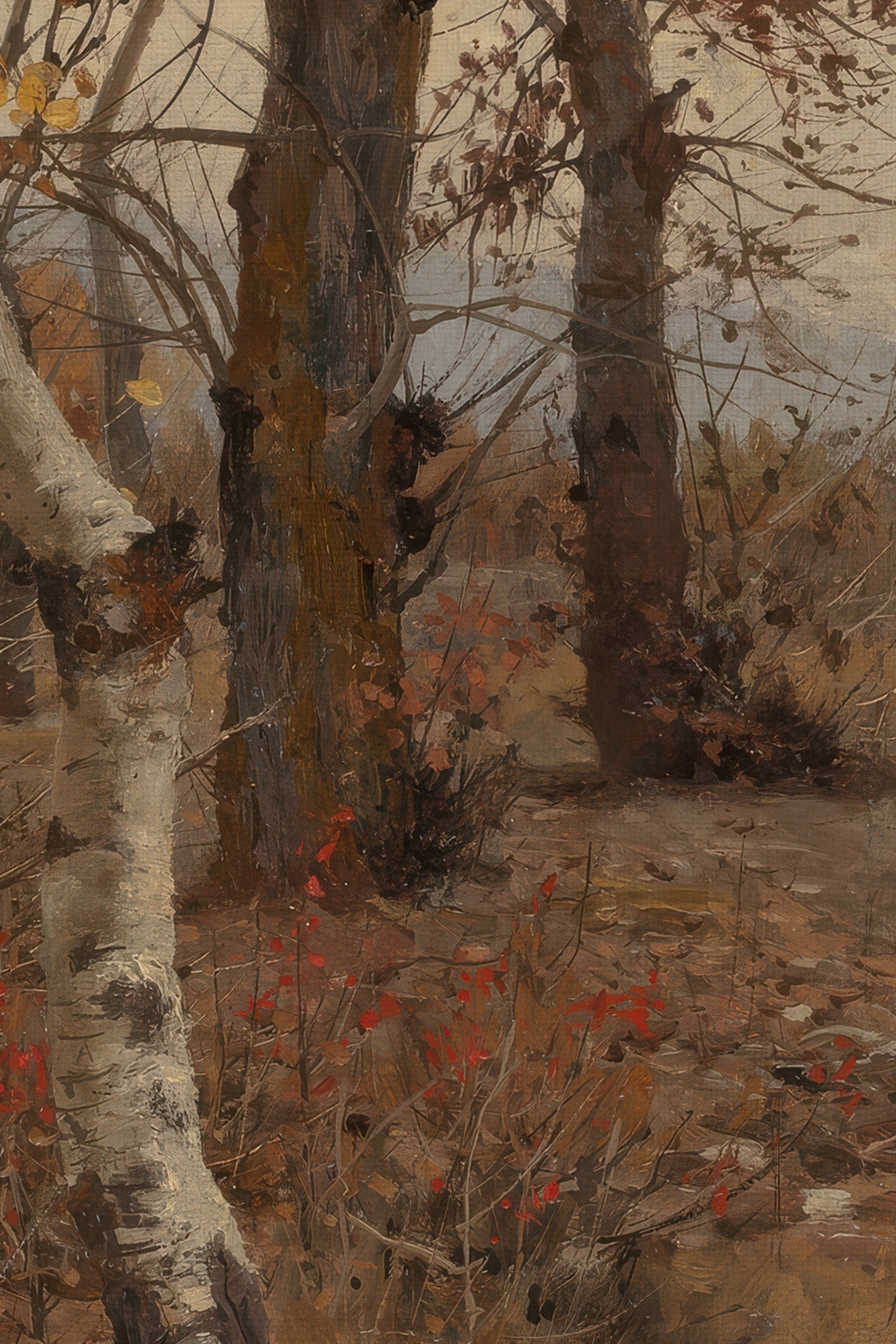 SAISON ÉTEINTE, Artwork on stretched canvas, framed Vintage Silver