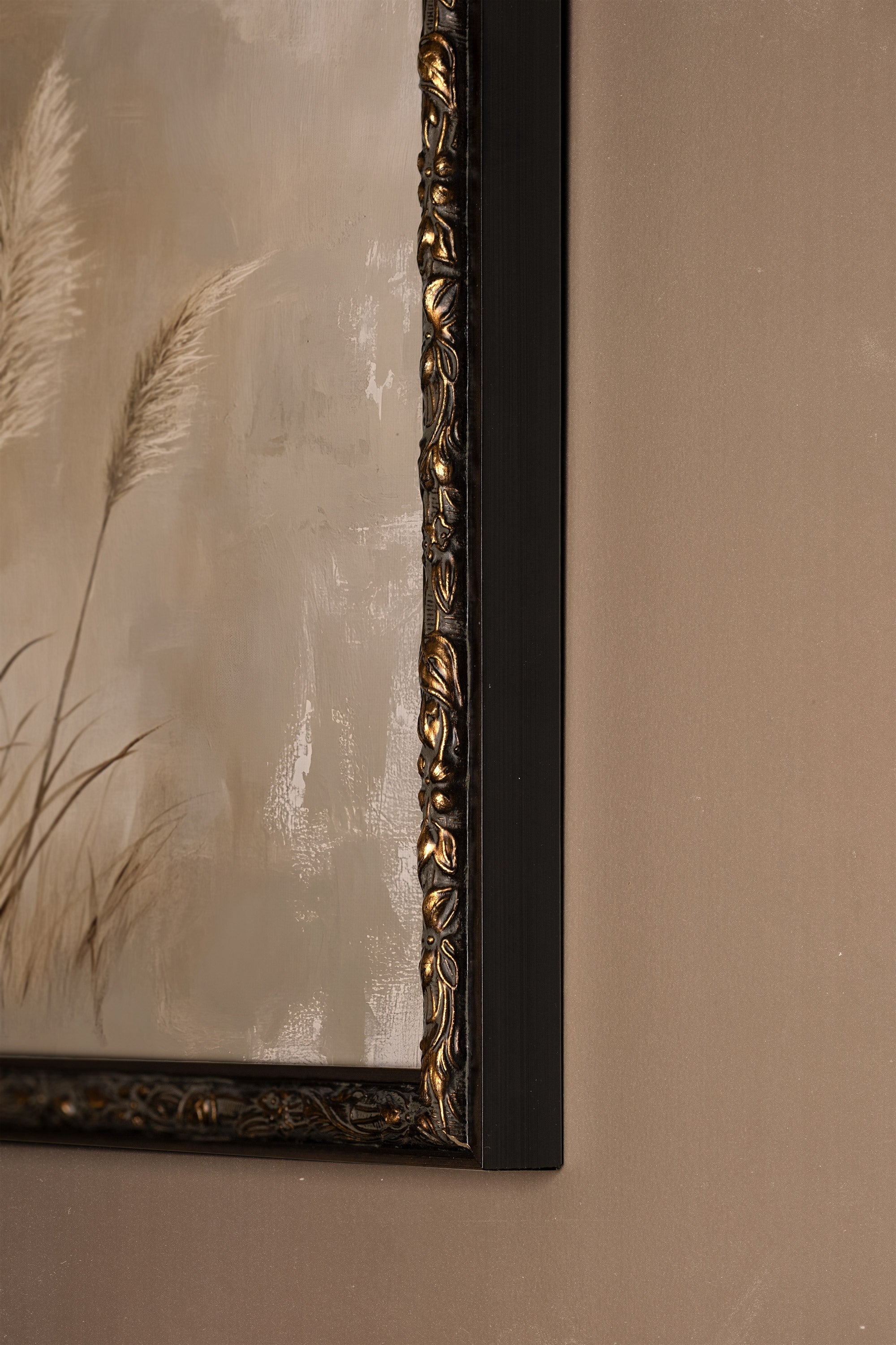 NUANCES DE LIN, Artwork on rigid canvas, framed in Vintage Bronze