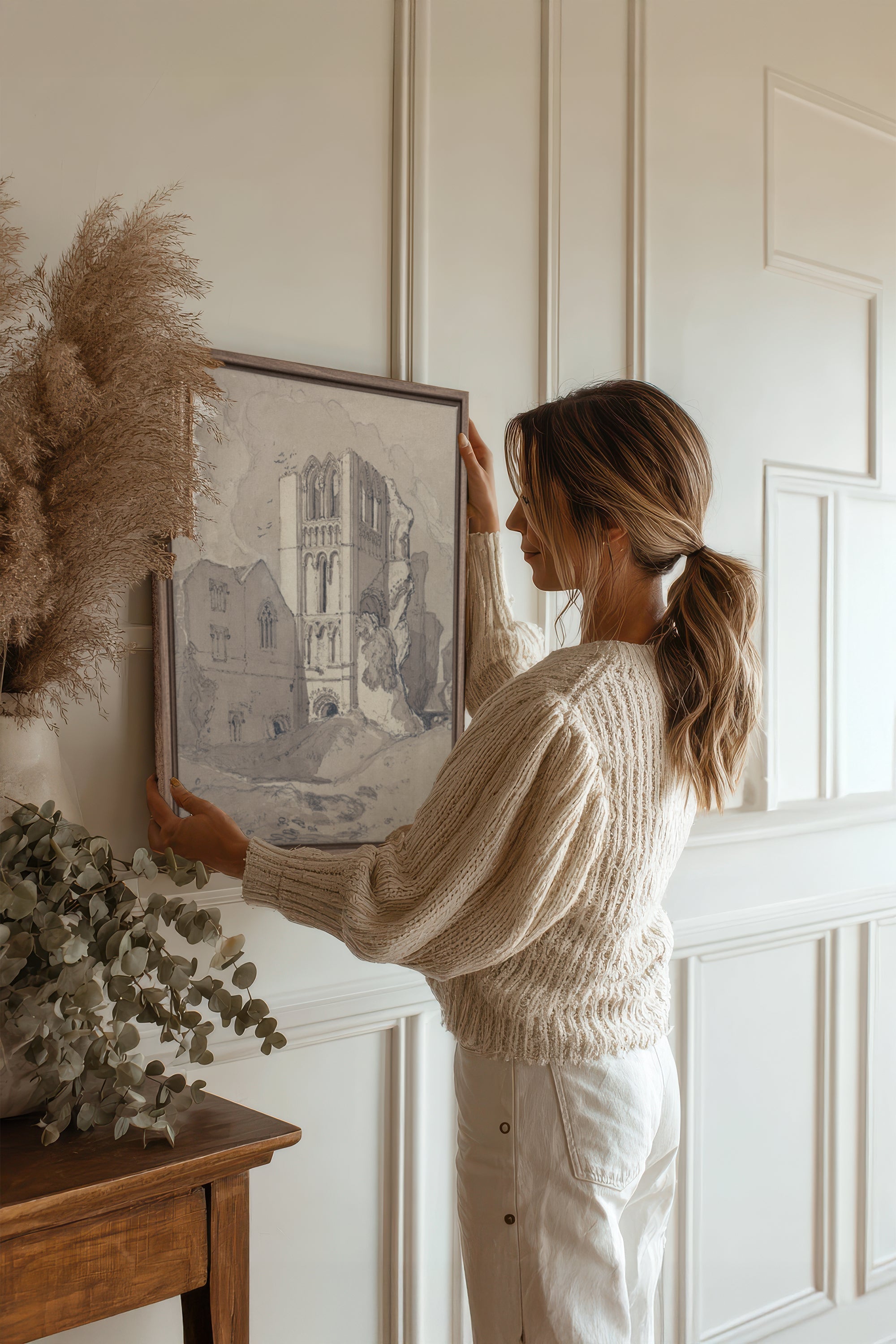 OLEKA CANVAS - TOWER OF SILENCE, Oeuvre sur toile étirée, encadré Brun Chêne