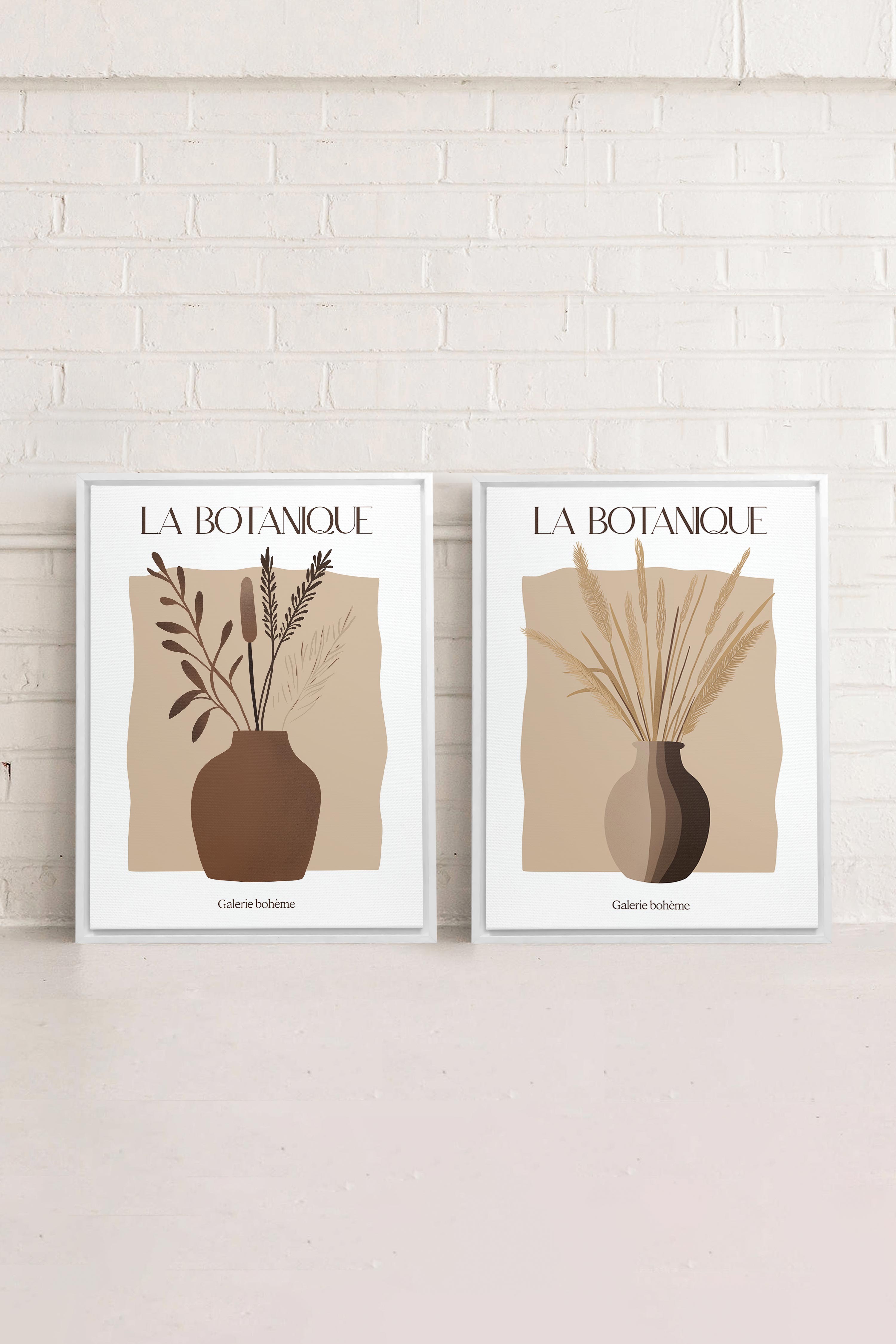 OLEKA CANVAS - BOTANIQUE DUO, 2 Oeuvres sur toile étirée, encadré Blanc
