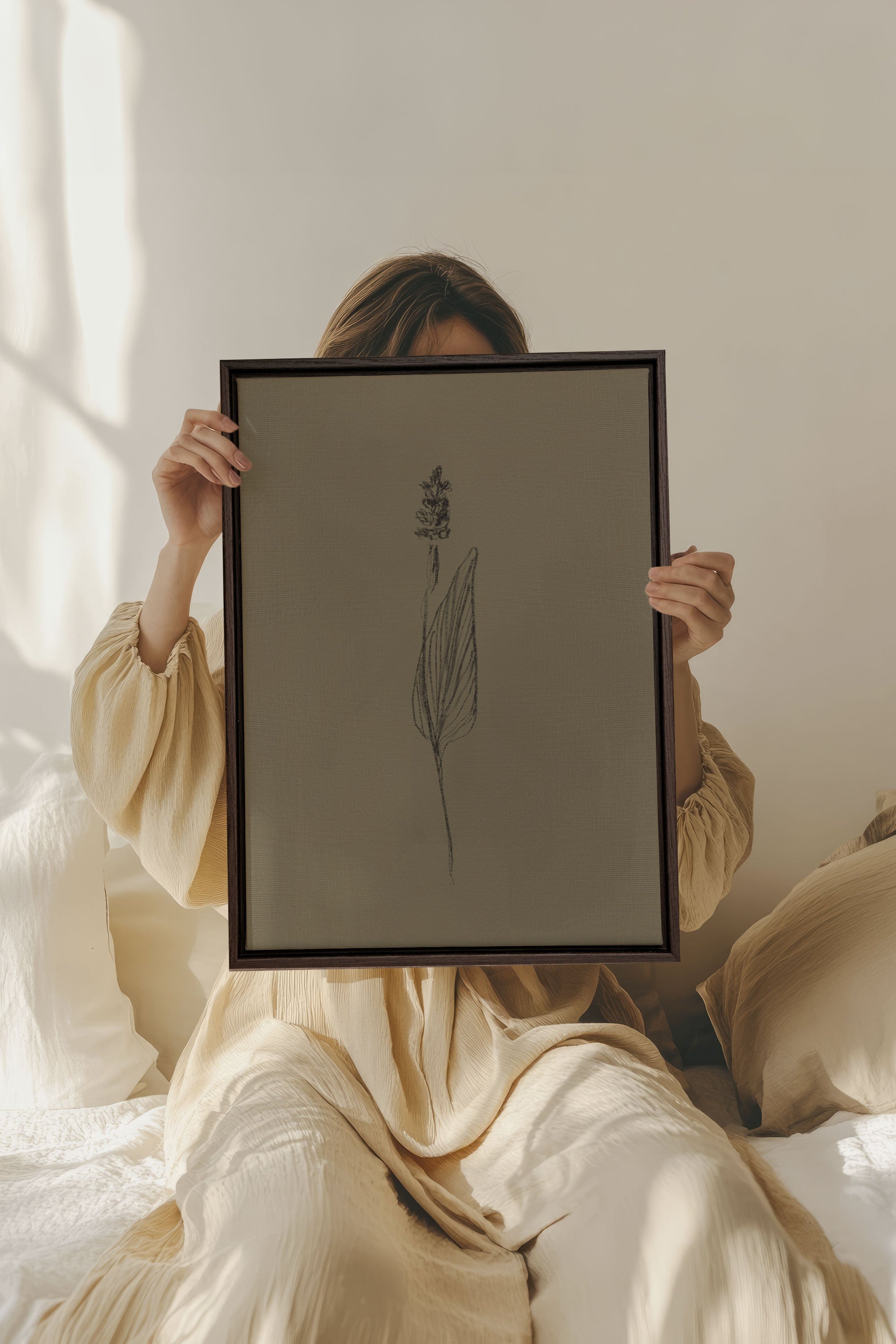 OLEKA CANVAS - GRAIN DE NATURE, Oeuvre sur toile étirée, encadré Brun Noyer