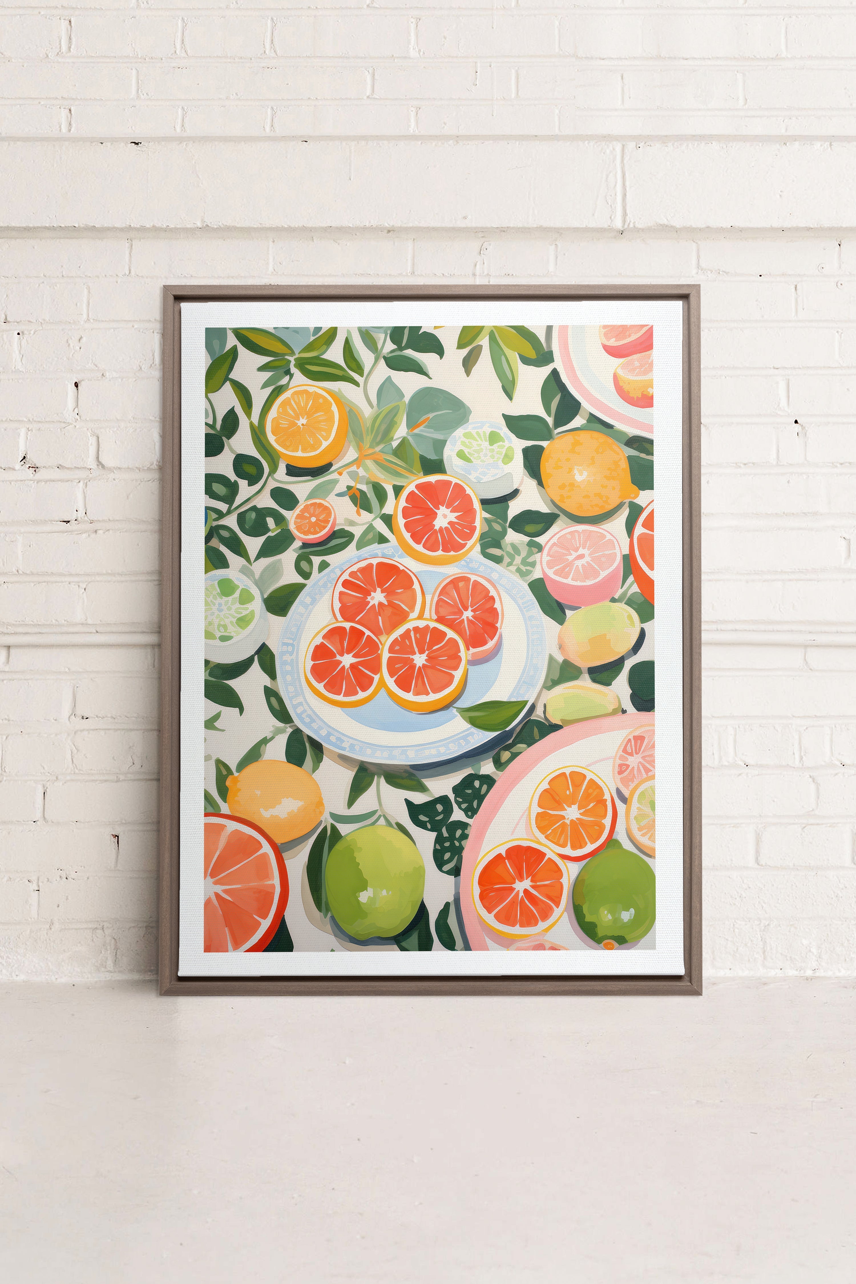 OLEKA CANVAS - CITRUS DELIGHT, Oeuvre sur toile étirée, encadré Brun Chêne