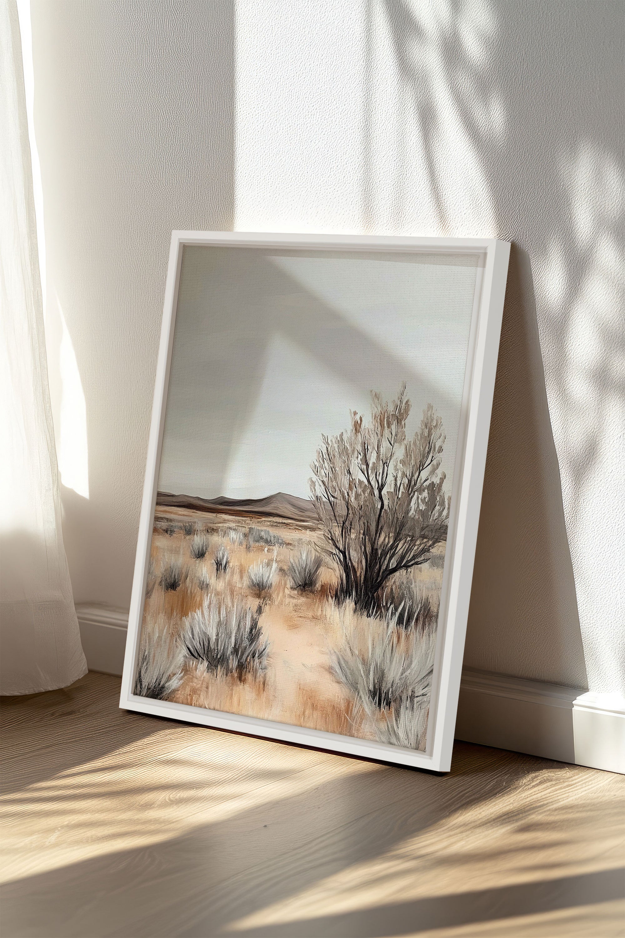 OLEKA CANVAS - DOUCEUR ARIDE, Oeuvre sur toile étirée, encadré Blanc