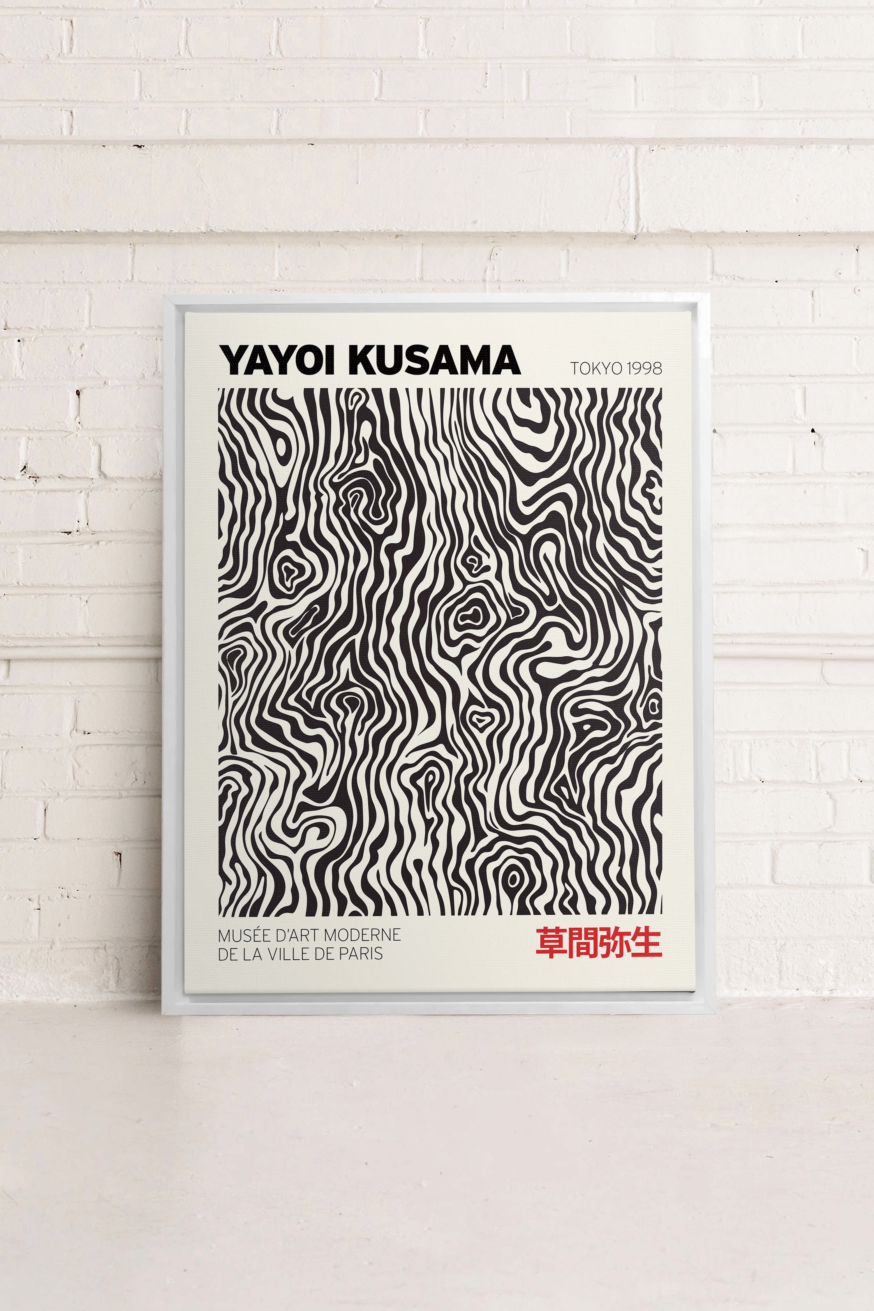 OLEKA CANVAS - KUSAMA I, Oeuvre sur toile étirée, encadré Blanc