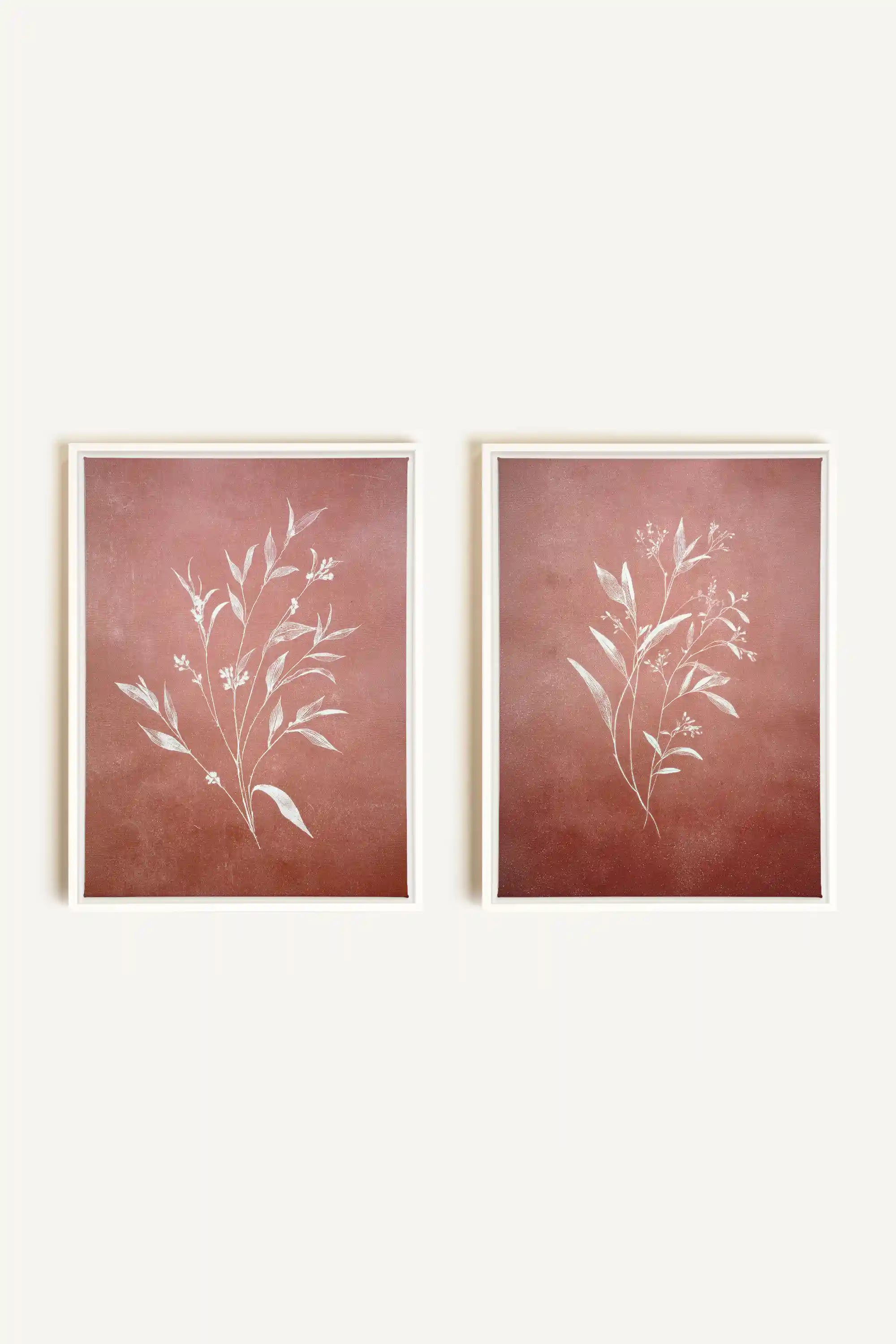 SOFT SIENNA DUO, 2 Works on stretched canvas, framed White