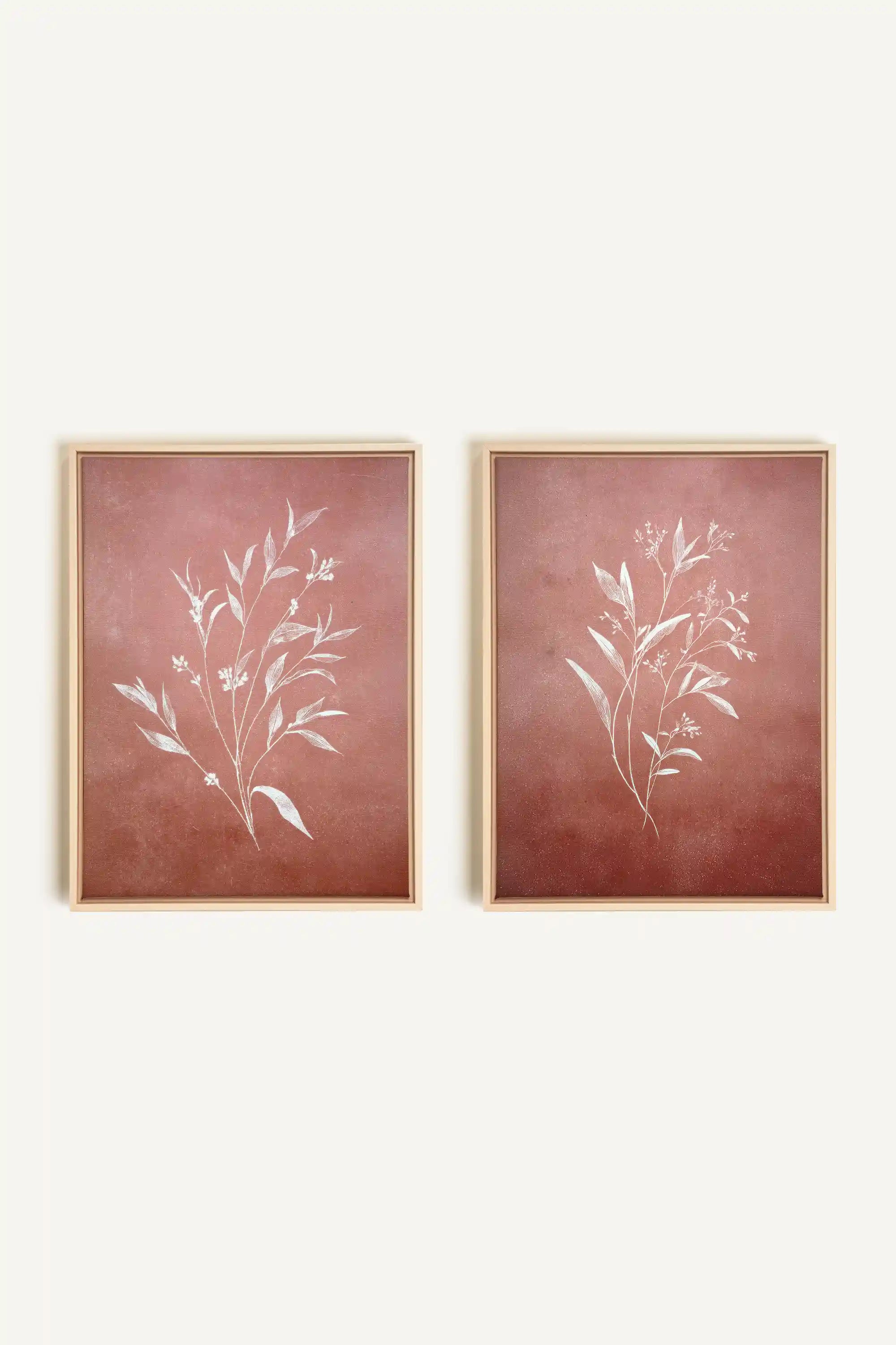 SOFT SIENNA DUO, 2 Oeuvres sur toile étirée, encadré Naturel Clair