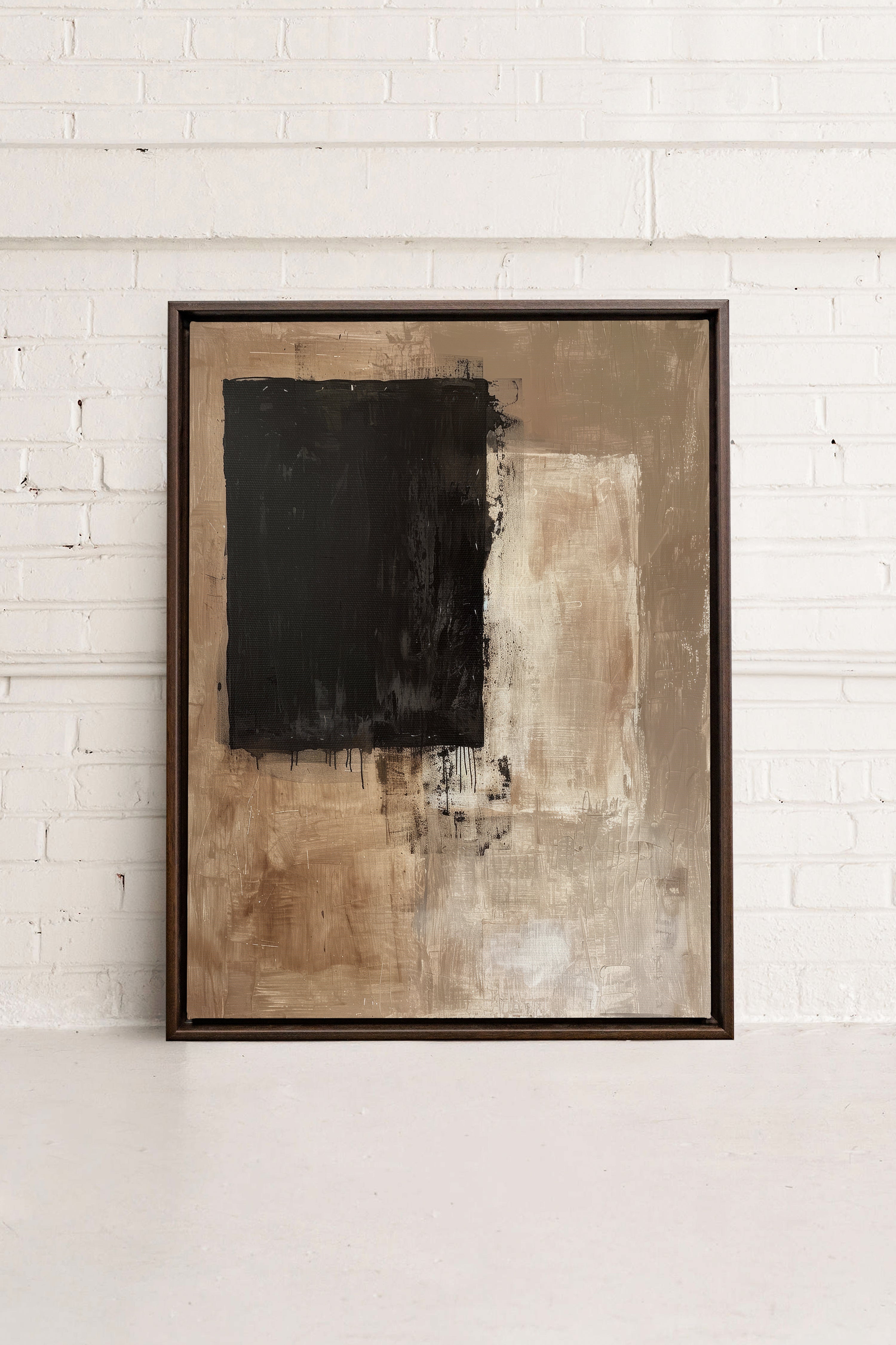 OLEKA CANVAS - INK METAPHOR II, Oeuvre sur toile étirée, encadré Brun Noyer