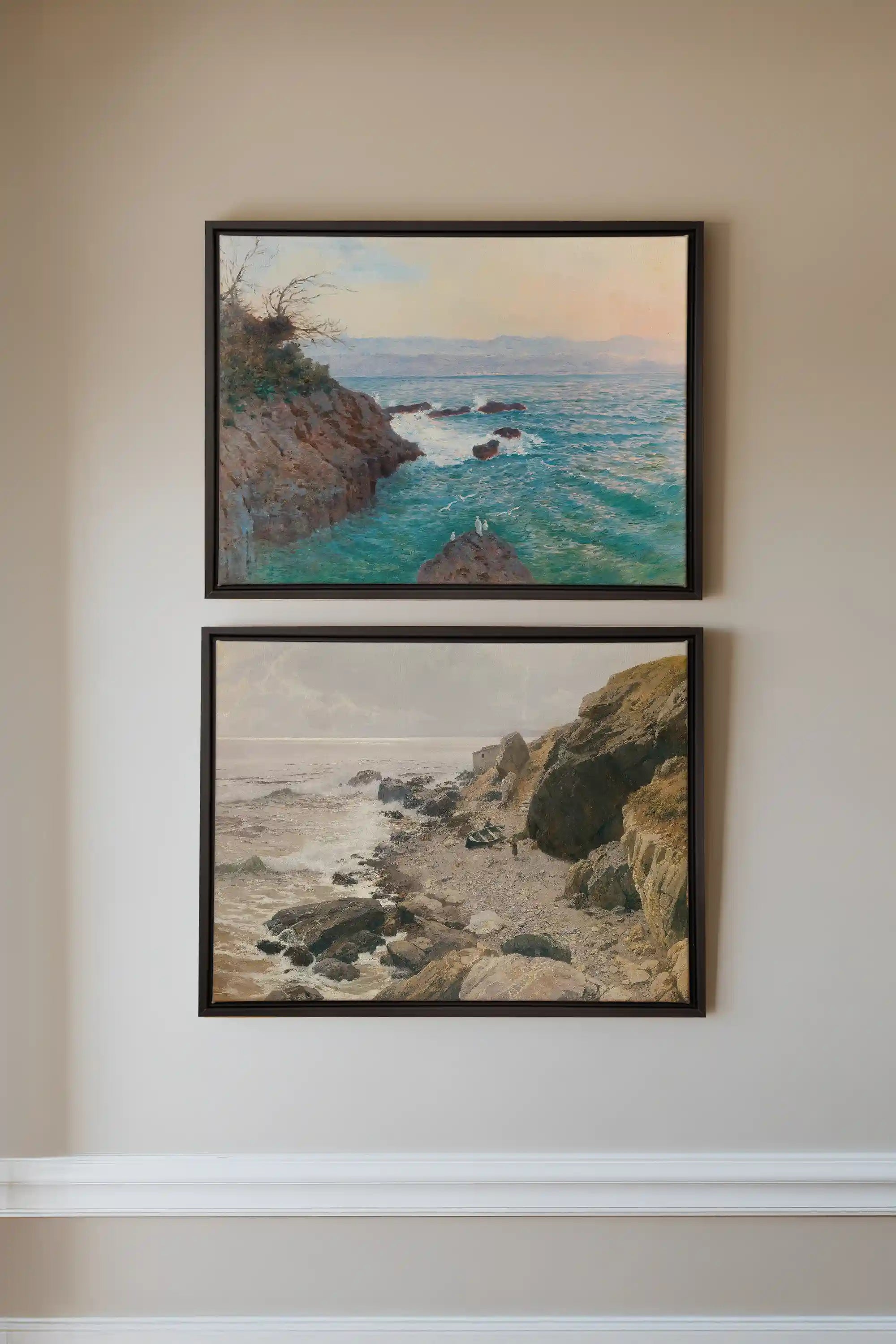 SEA OF LIGHT DUO, 2 Oeuvres sur toile étirée, encadré Noir