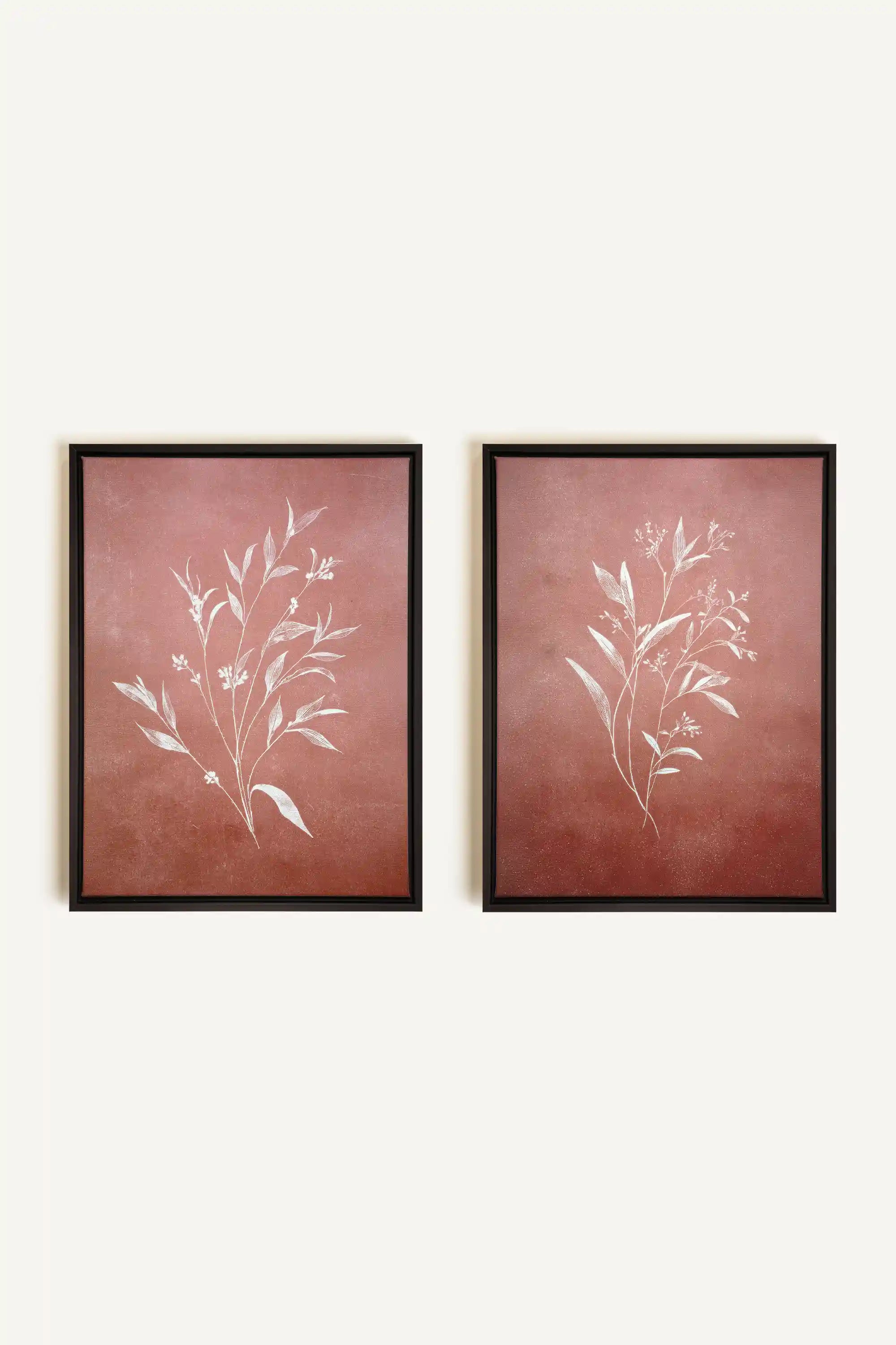 SOFT SIENNA DUO, 2 Works on stretched canvas, framed Black