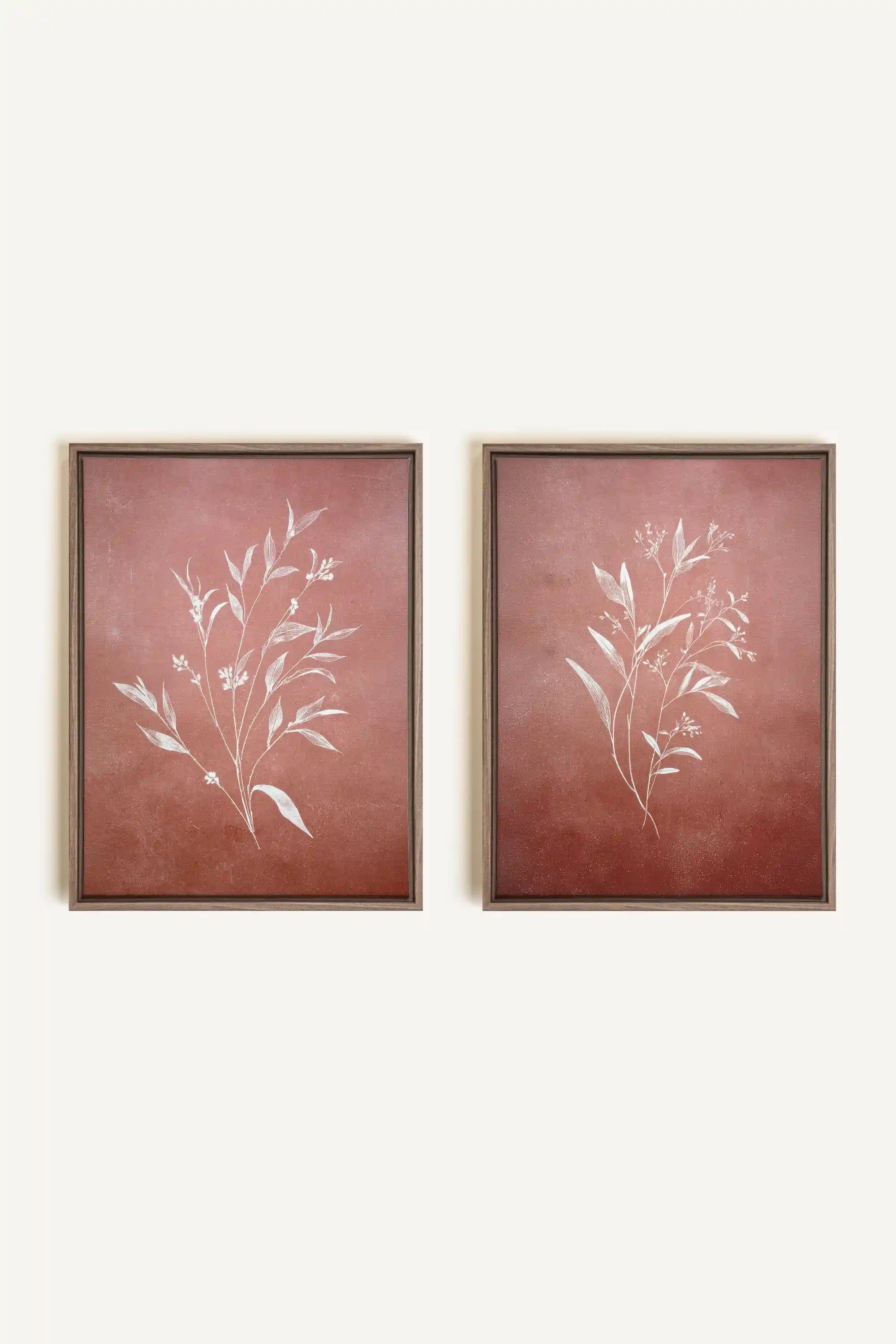 SOFT SIENNA DUO, 2 Oeuvres sur toile étirée, encadré Brun Chêne