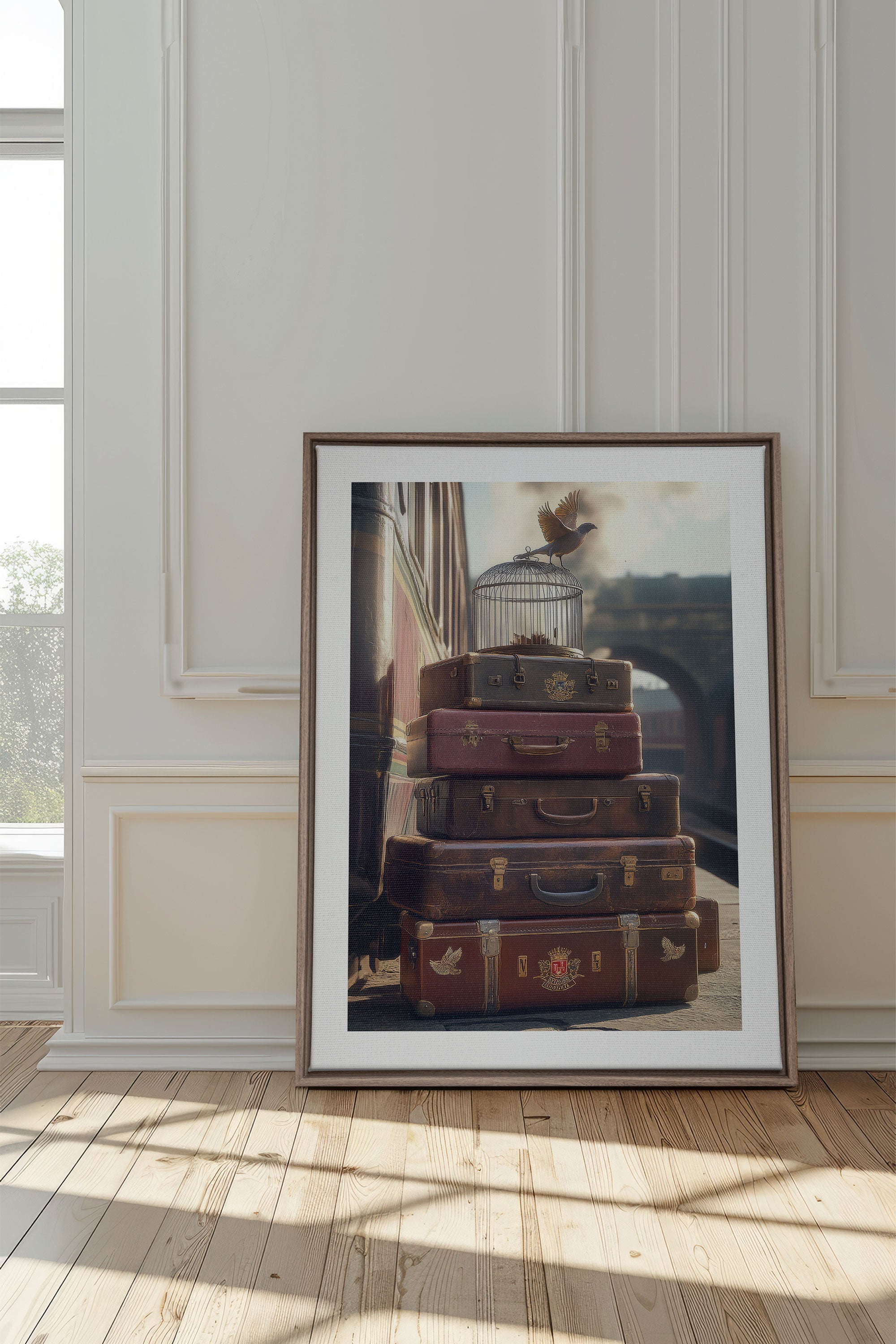 OLEKA CANVAS - SECRET JOURNEY, Oeuvre sur toile étirée, encadré Brun Chêne