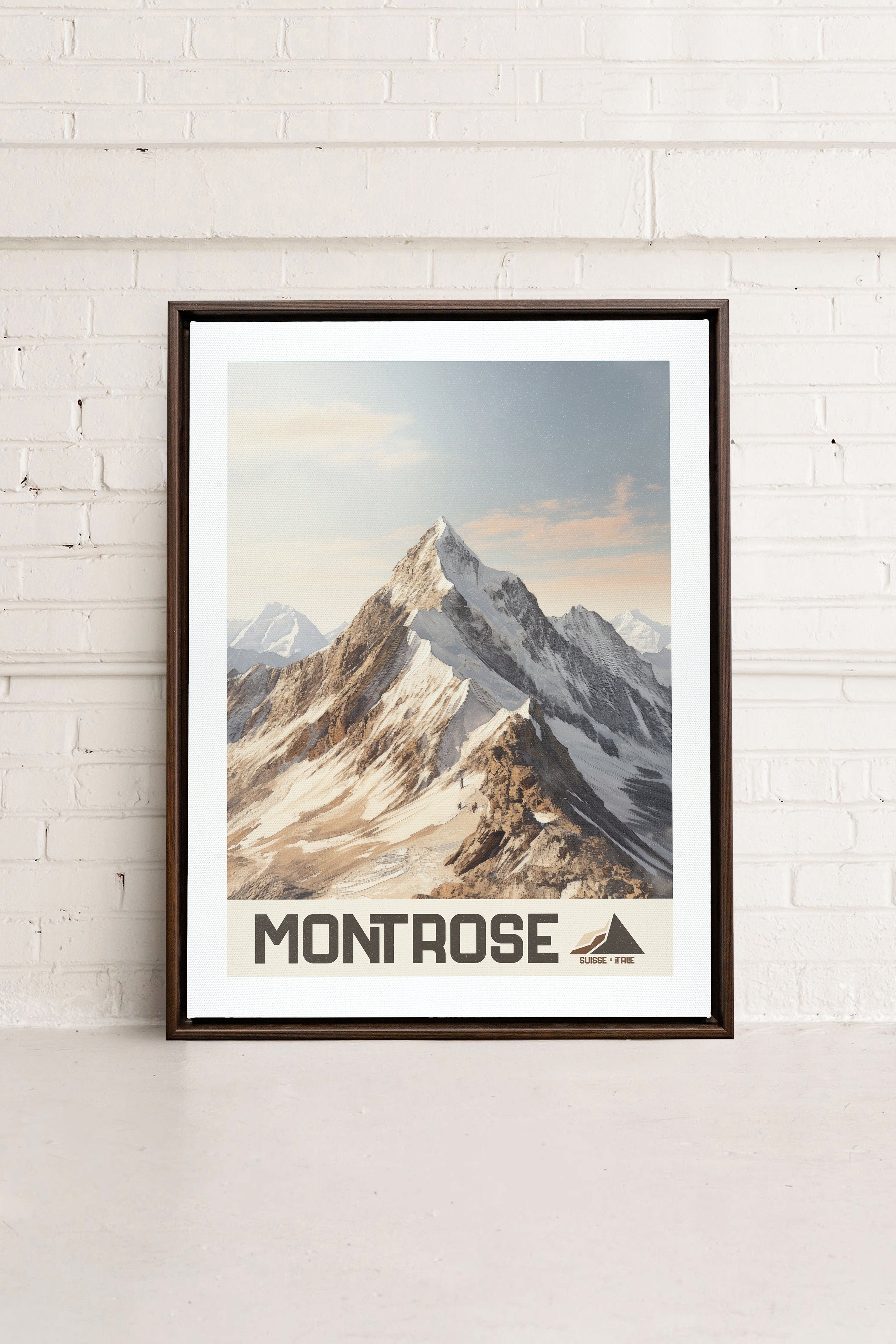 OLEKA CANVAS - MONT ROSE, Oeuvre sur toile étirée, encadré Brun Noyer