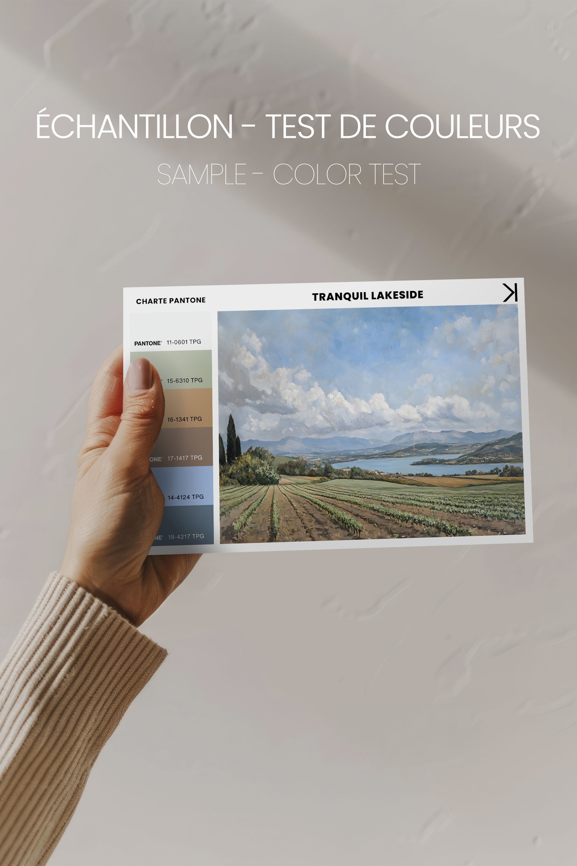 OLEKA CANVAS - TRANQUIL LAKESIDE, Oeuvre sur toile étirée, encadré Blanc