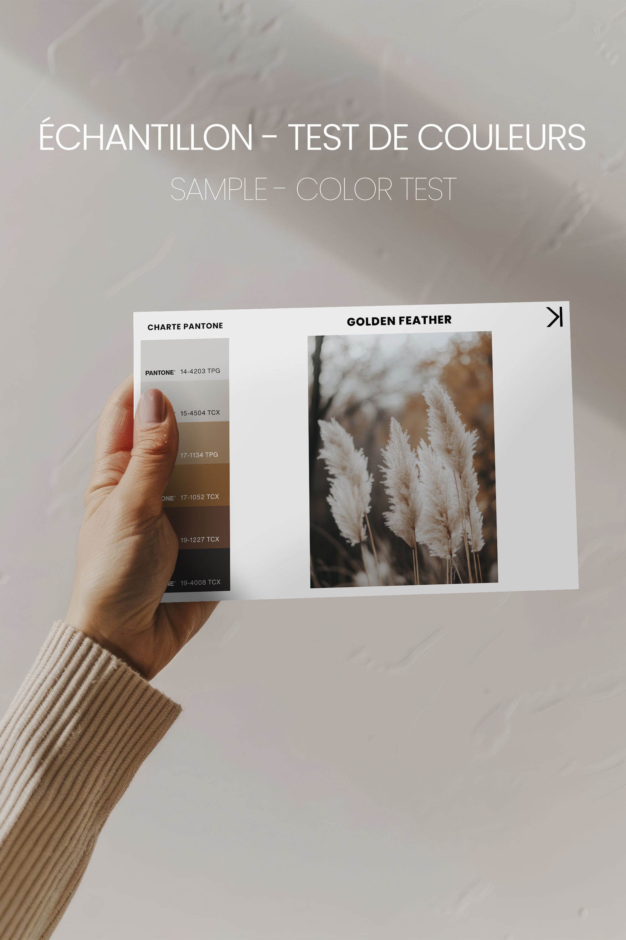 OLEKA CANVAS - GOLDEN FEATHER, Oeuvre sur toile étirée, encadré Naturel Clair