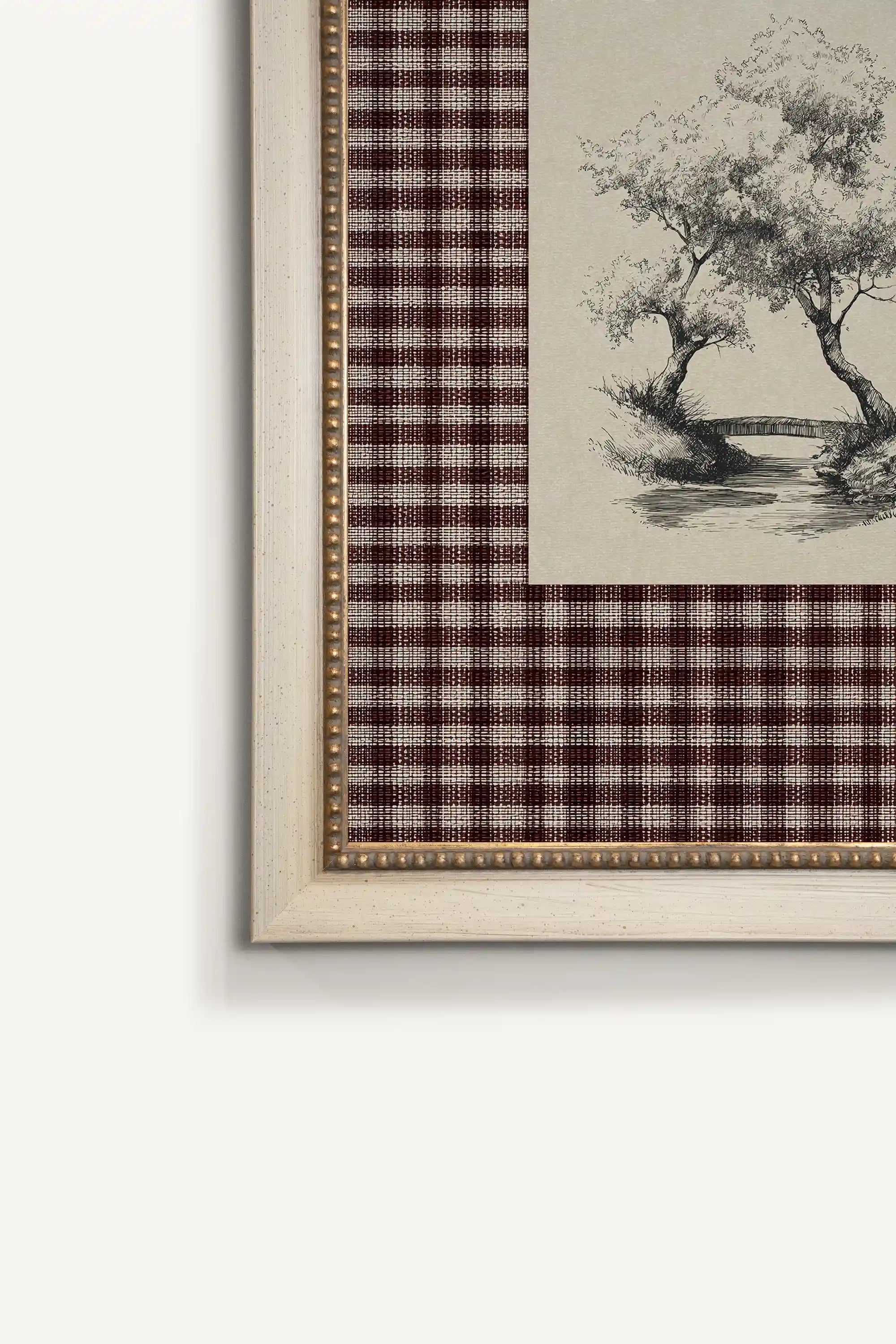 BETWEEN THE TREES, Artwork on rigid canvas, signature frame by Atelier Dansereau