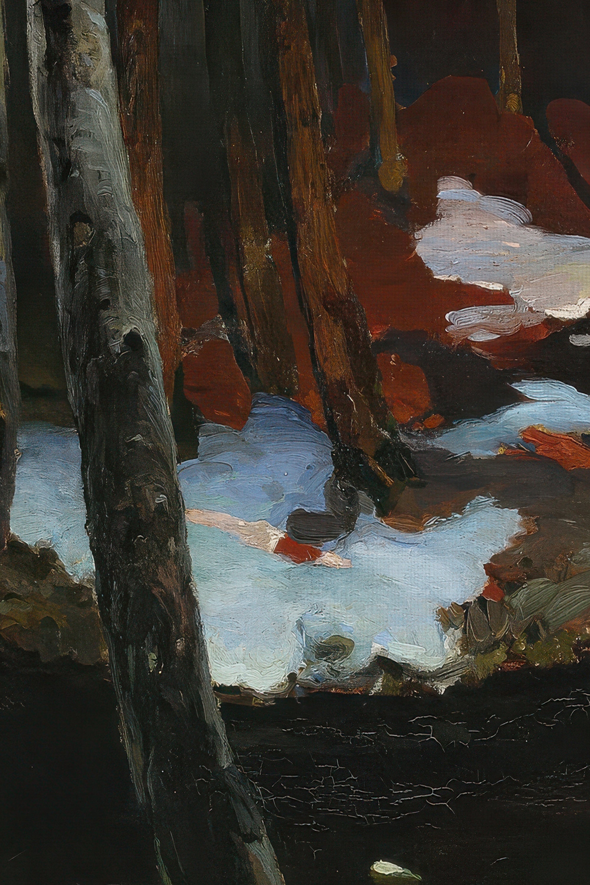 FROZEN AMBER, Work on canvas, framed Vintage Silver