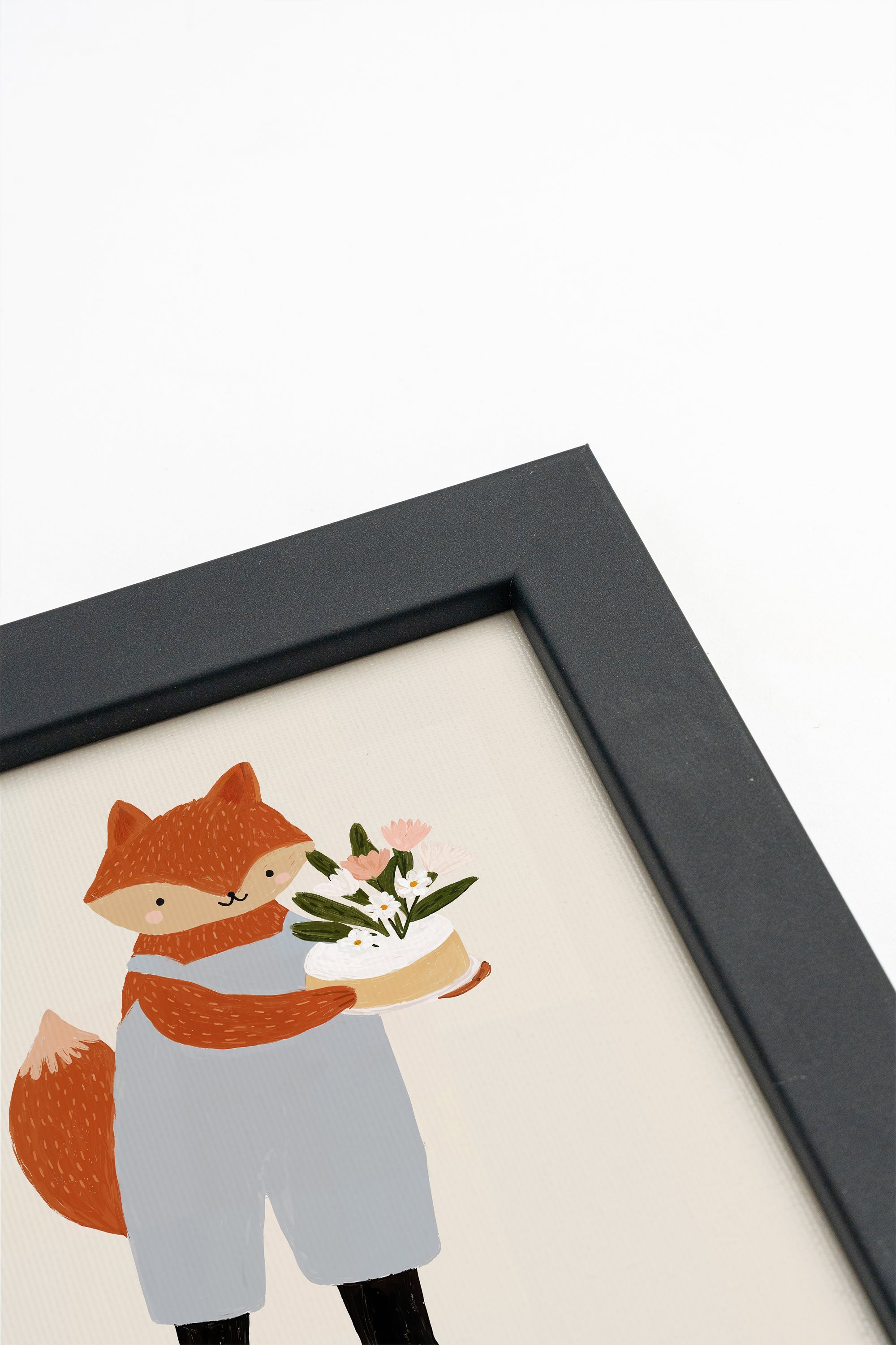 RENARD FLEURI, Artwork on rigid canvas, framed in black