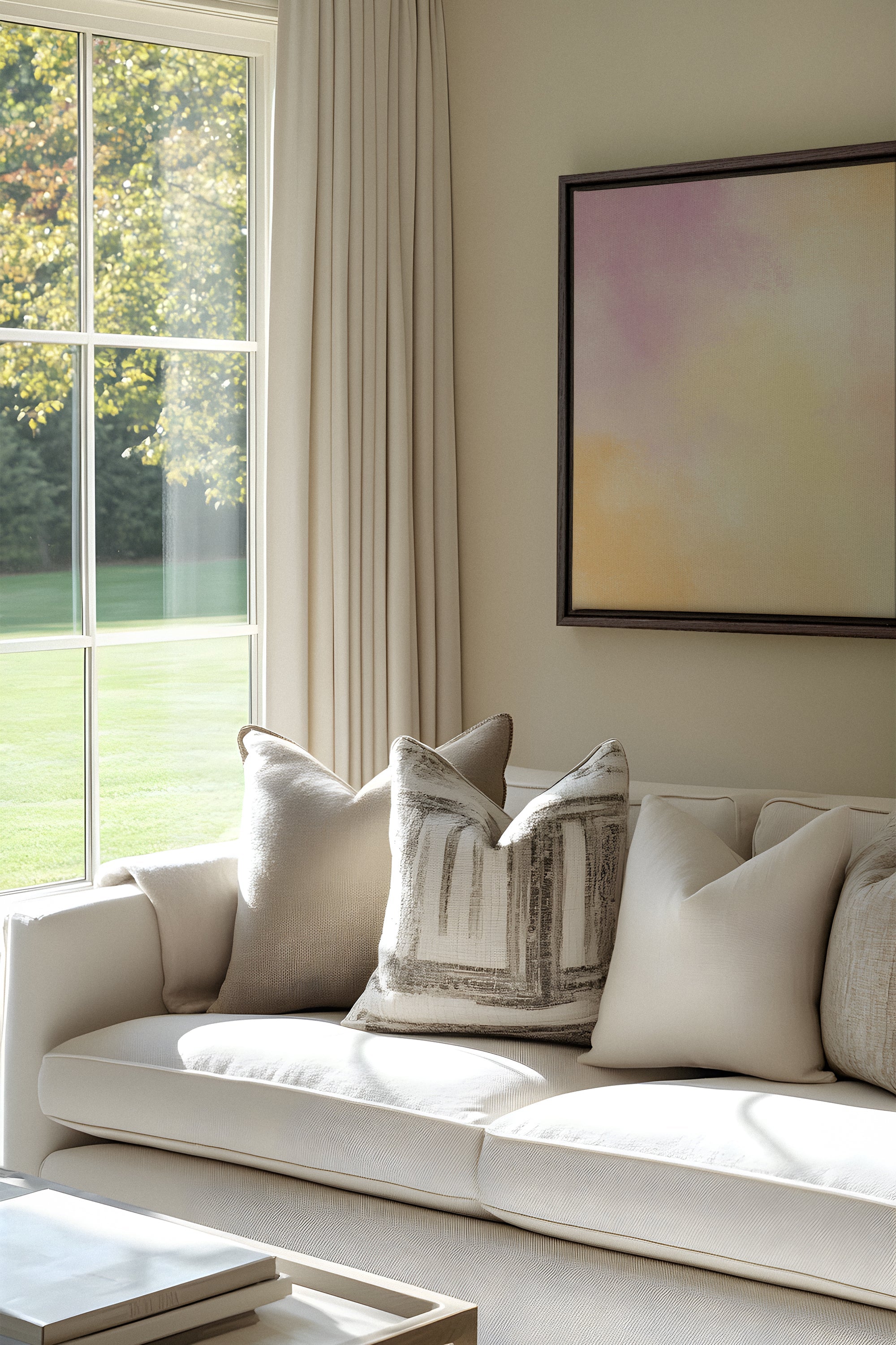 OLEKA CANVAS - POWDERED GLOW, Oeuvre sur toile étirée, encadré Brun Noyer